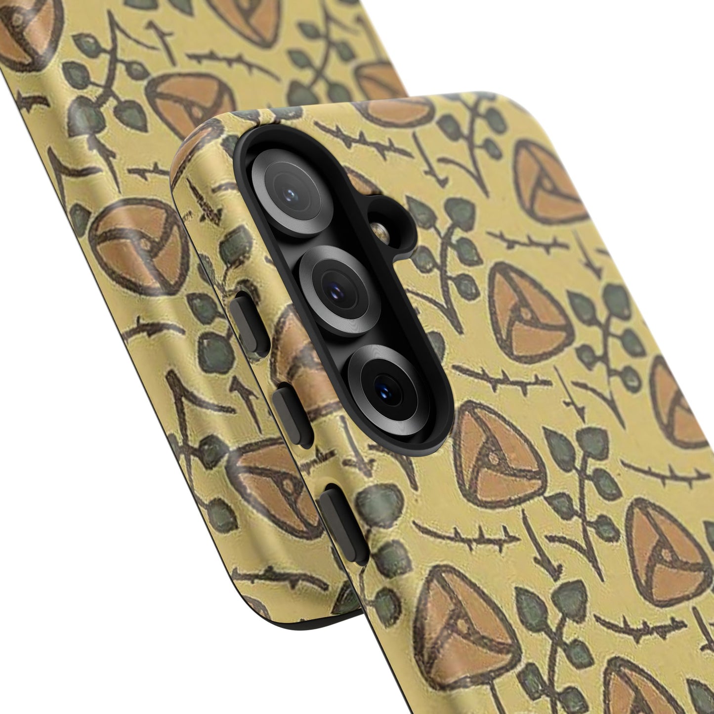 花柄タフスマホケース - 着物や帯で使用されている模様、アウトドア愛好家のためのヴィンテージナチュラルデザイン