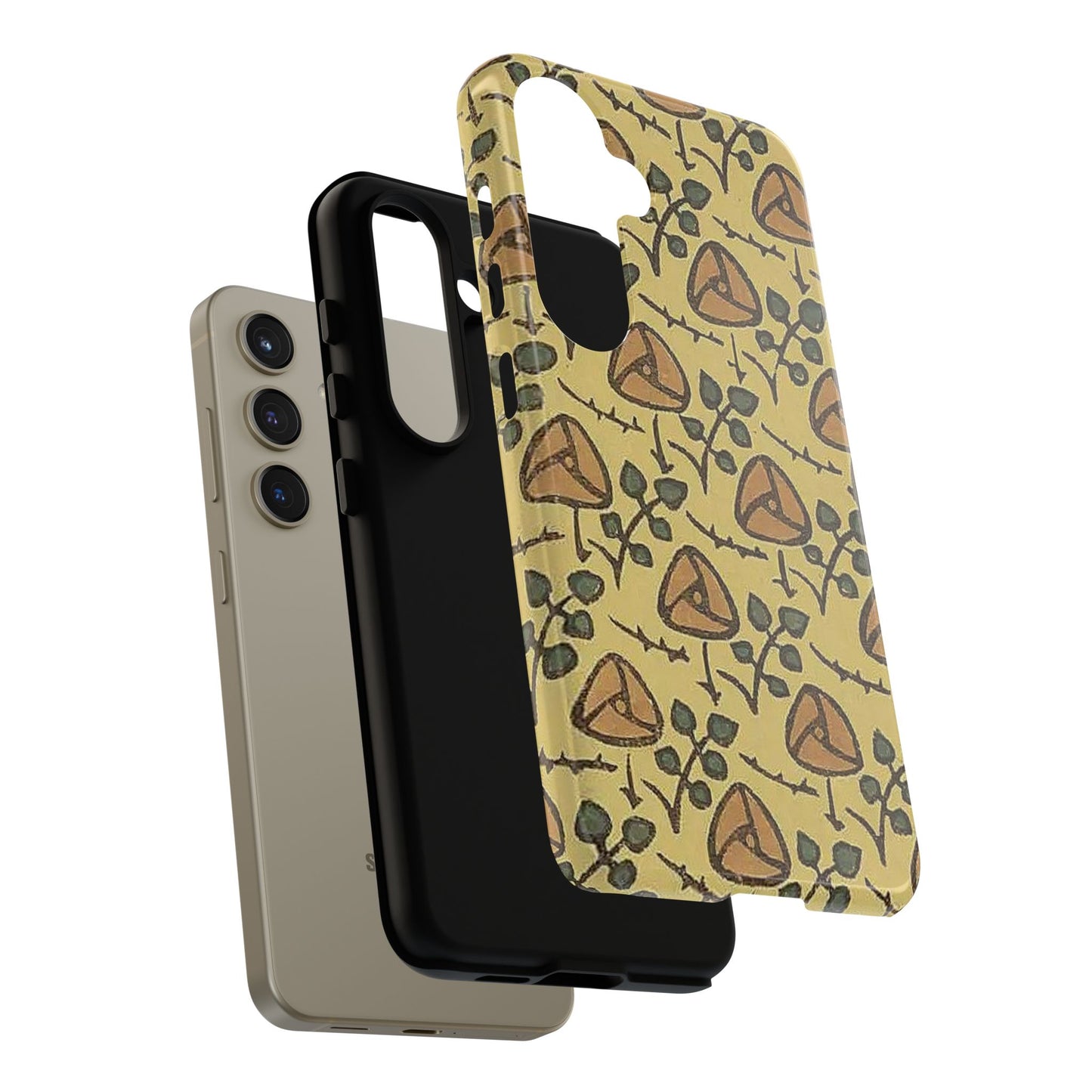 花柄タフスマホケース - 着物や帯で使用されている模様、アウトドア愛好家のためのヴィンテージナチュラルデザイン