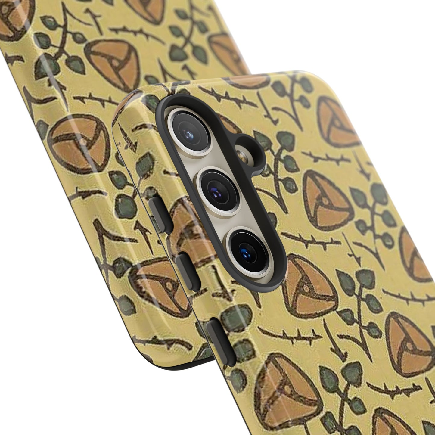 花柄タフスマホケース - 着物や帯で使用されている模様、アウトドア愛好家のためのヴィンテージナチュラルデザイン