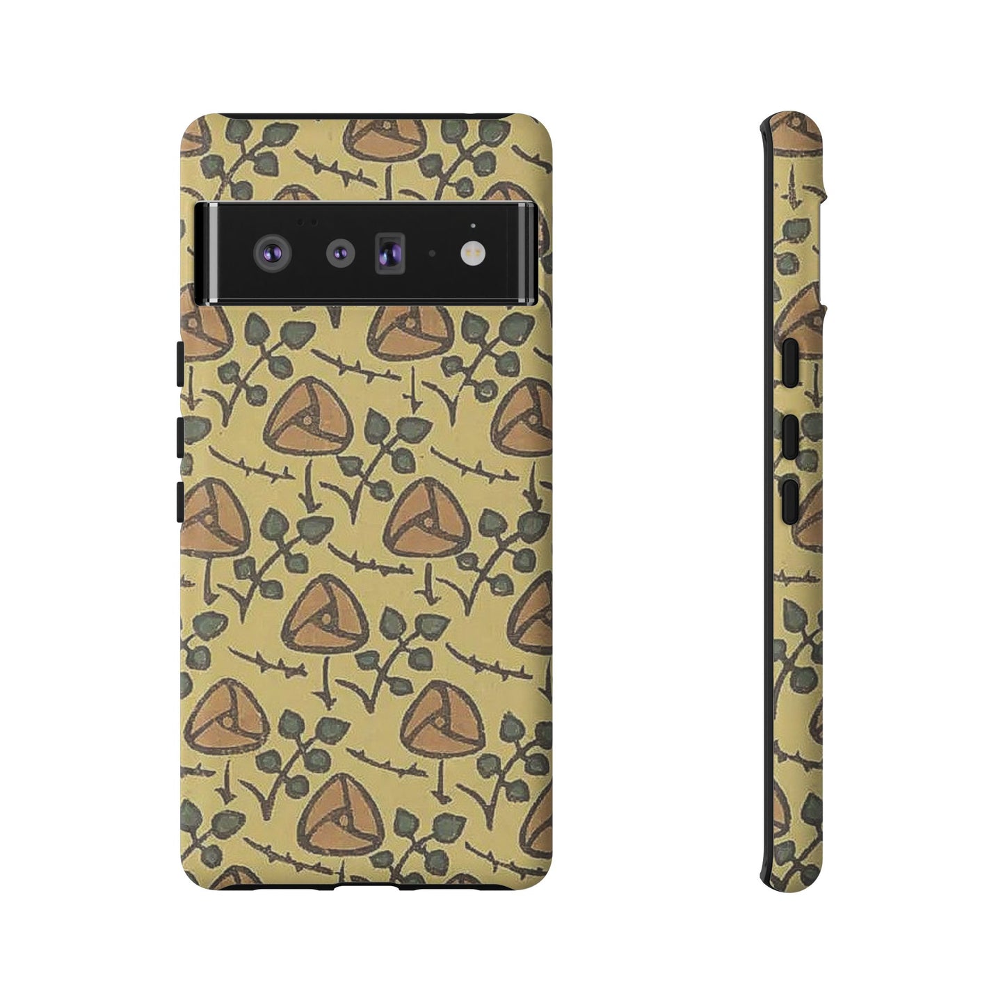 花柄タフスマホケース - 着物や帯で使用されている模様、アウトドア愛好家のためのヴィンテージナチュラルデザイン