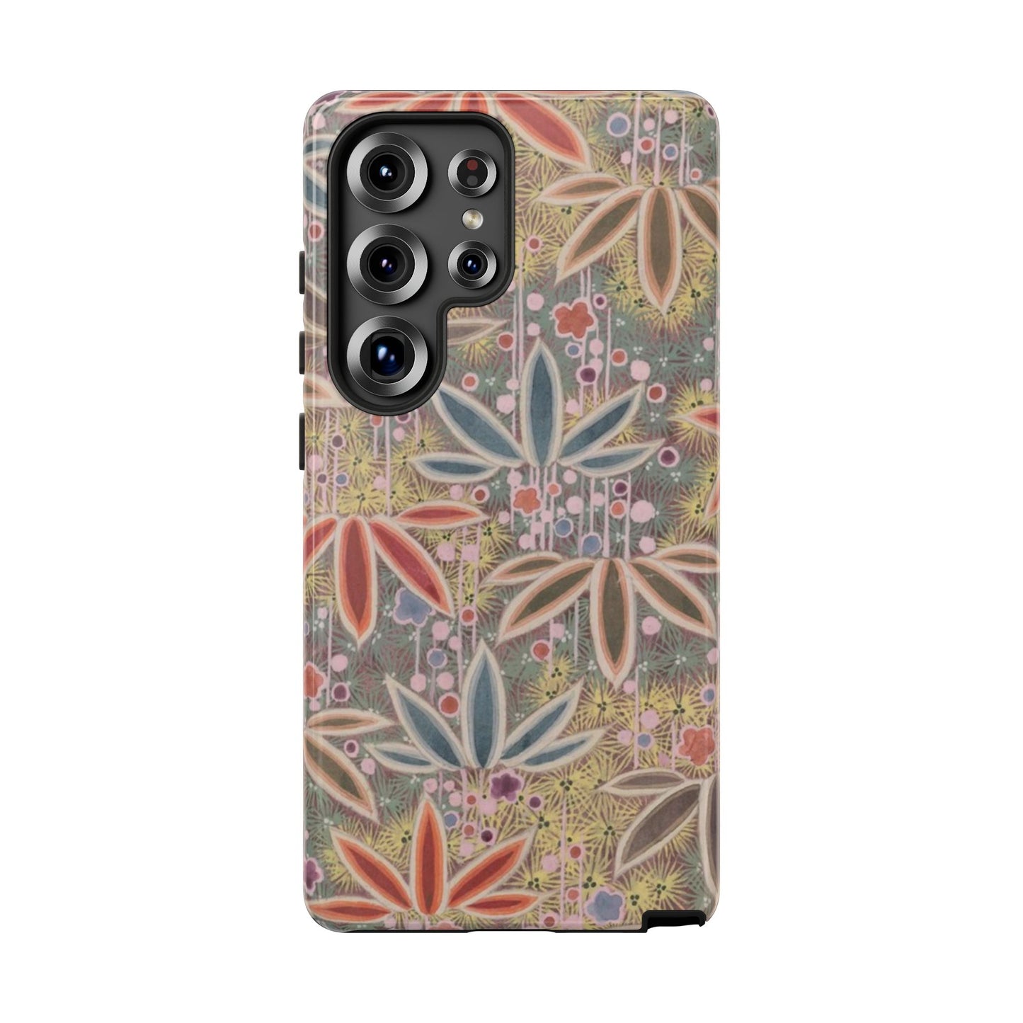 和柄、日本の伝統文様、植物柄、着物や帯などに用いられた模様のスマホケース