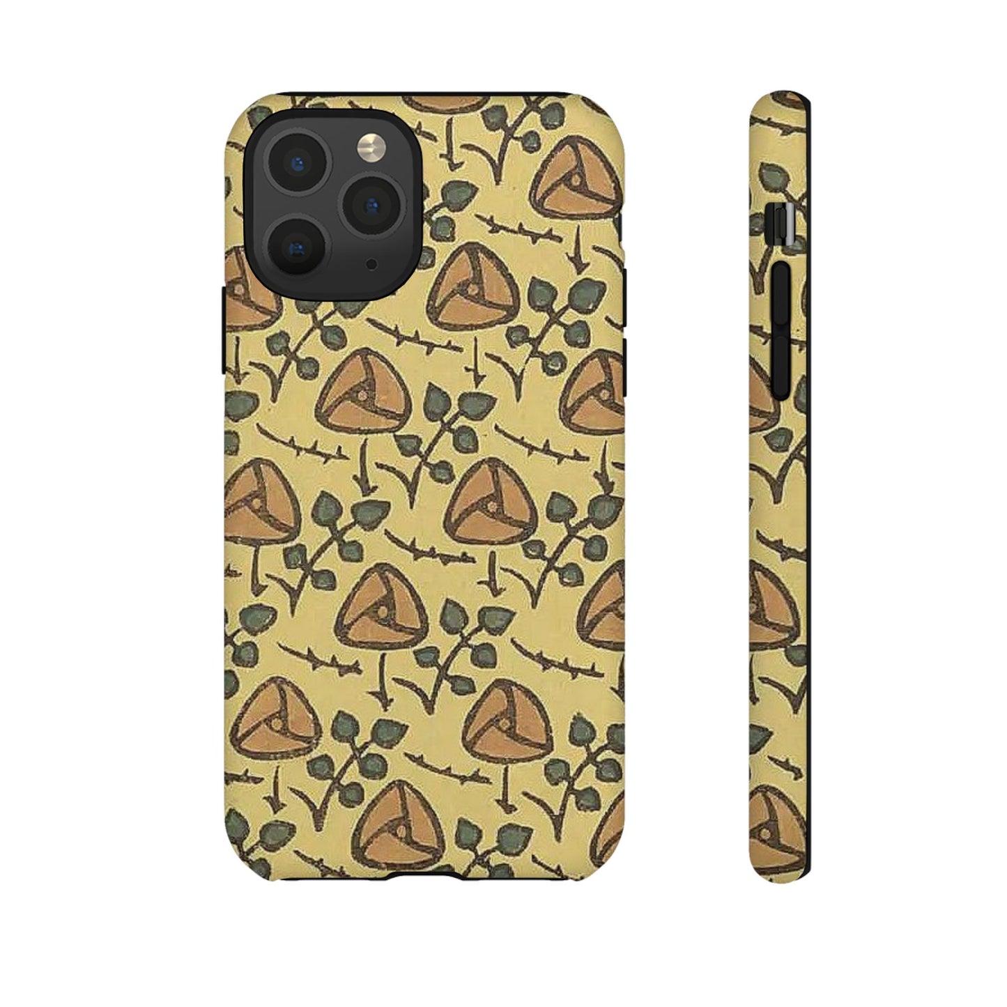 花柄タフスマホケース - 着物や帯で使用されている模様、アウトドア愛好家のためのヴィンテージナチュラルデザイン