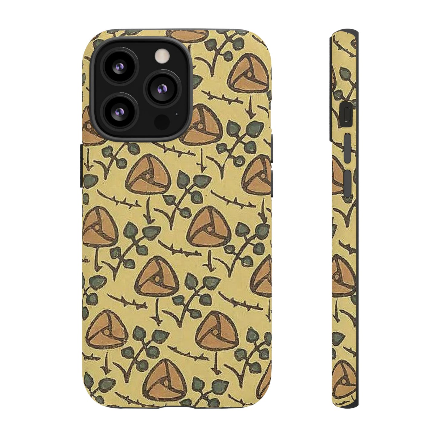 花柄タフスマホケース - 着物や帯で使用されている模様、アウトドア愛好家のためのヴィンテージナチュラルデザイン