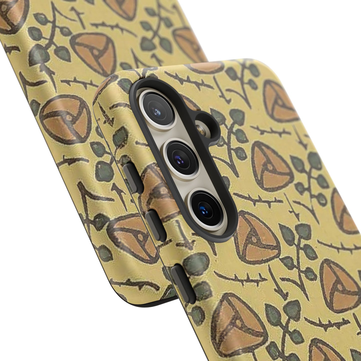 花柄タフスマホケース - 着物や帯で使用されている模様、アウトドア愛好家のためのヴィンテージナチュラルデザイン