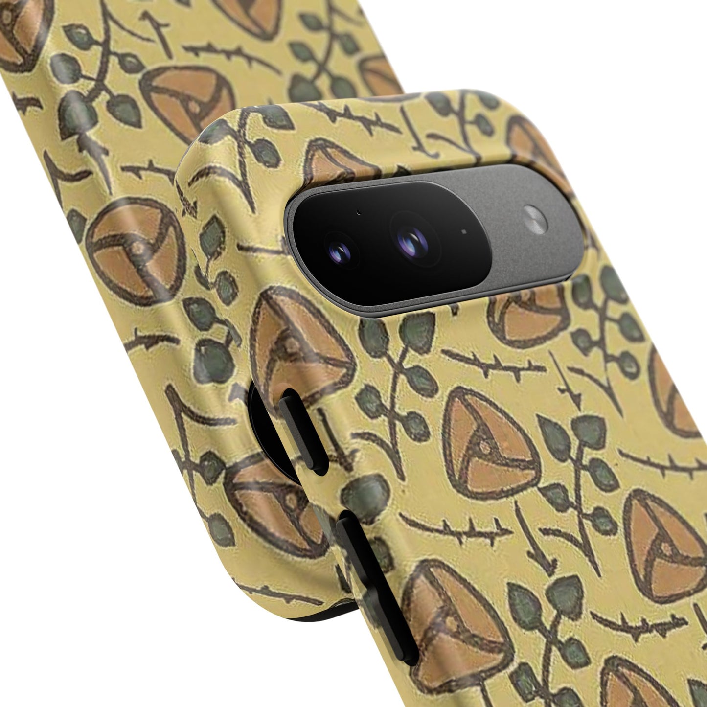 花柄タフスマホケース - 着物や帯で使用されている模様、アウトドア愛好家のためのヴィンテージナチュラルデザイン