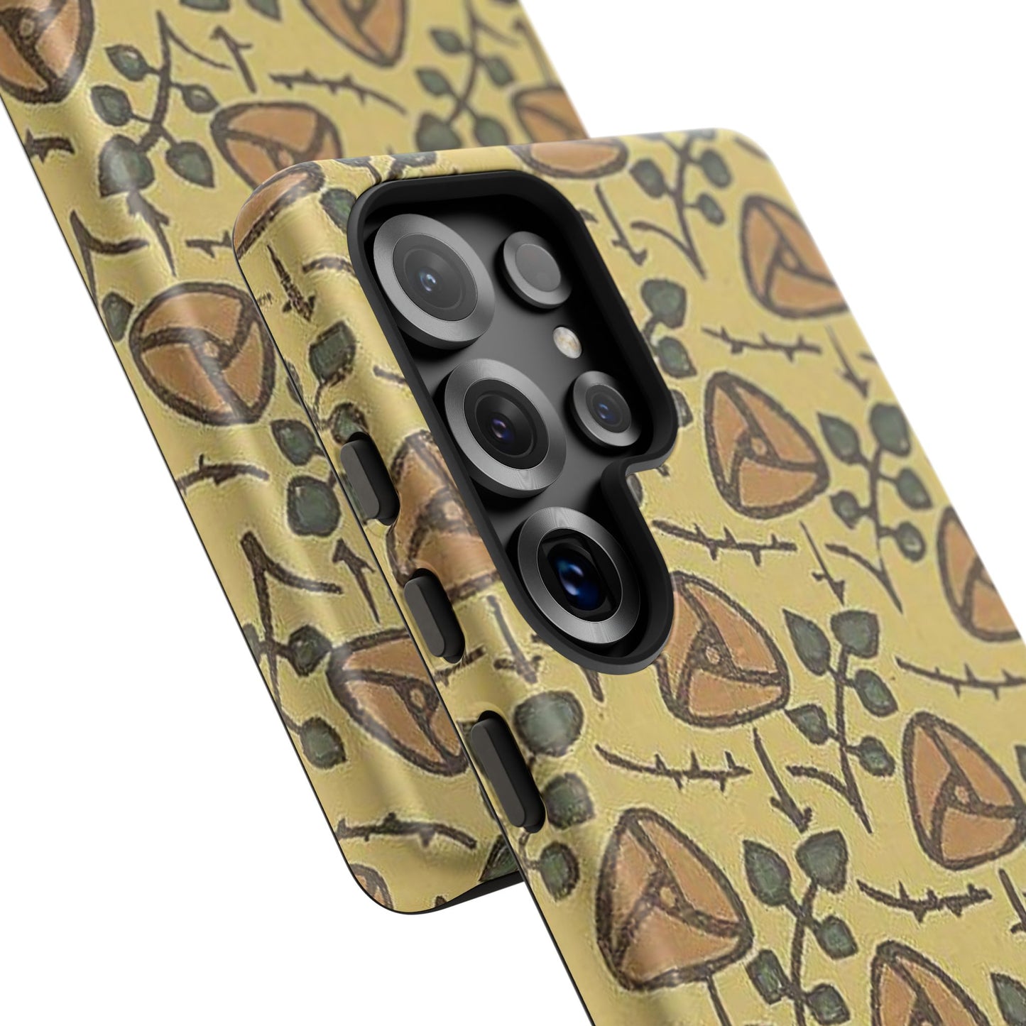 花柄タフスマホケース - 着物や帯で使用されている模様、アウトドア愛好家のためのヴィンテージナチュラルデザイン