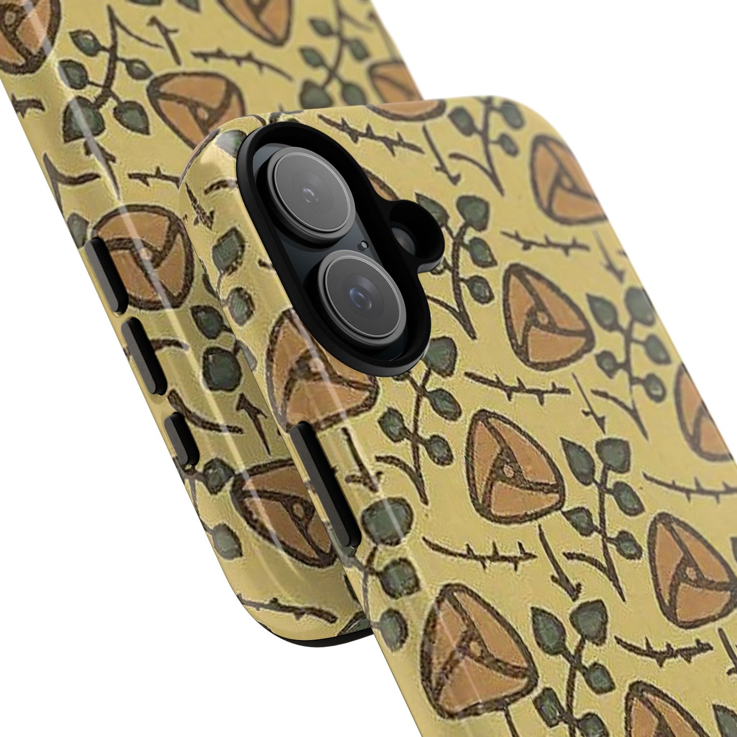花柄タフスマホケース - 着物や帯で使用されている模様、アウトドア愛好家のためのヴィンテージナチュラルデザイン