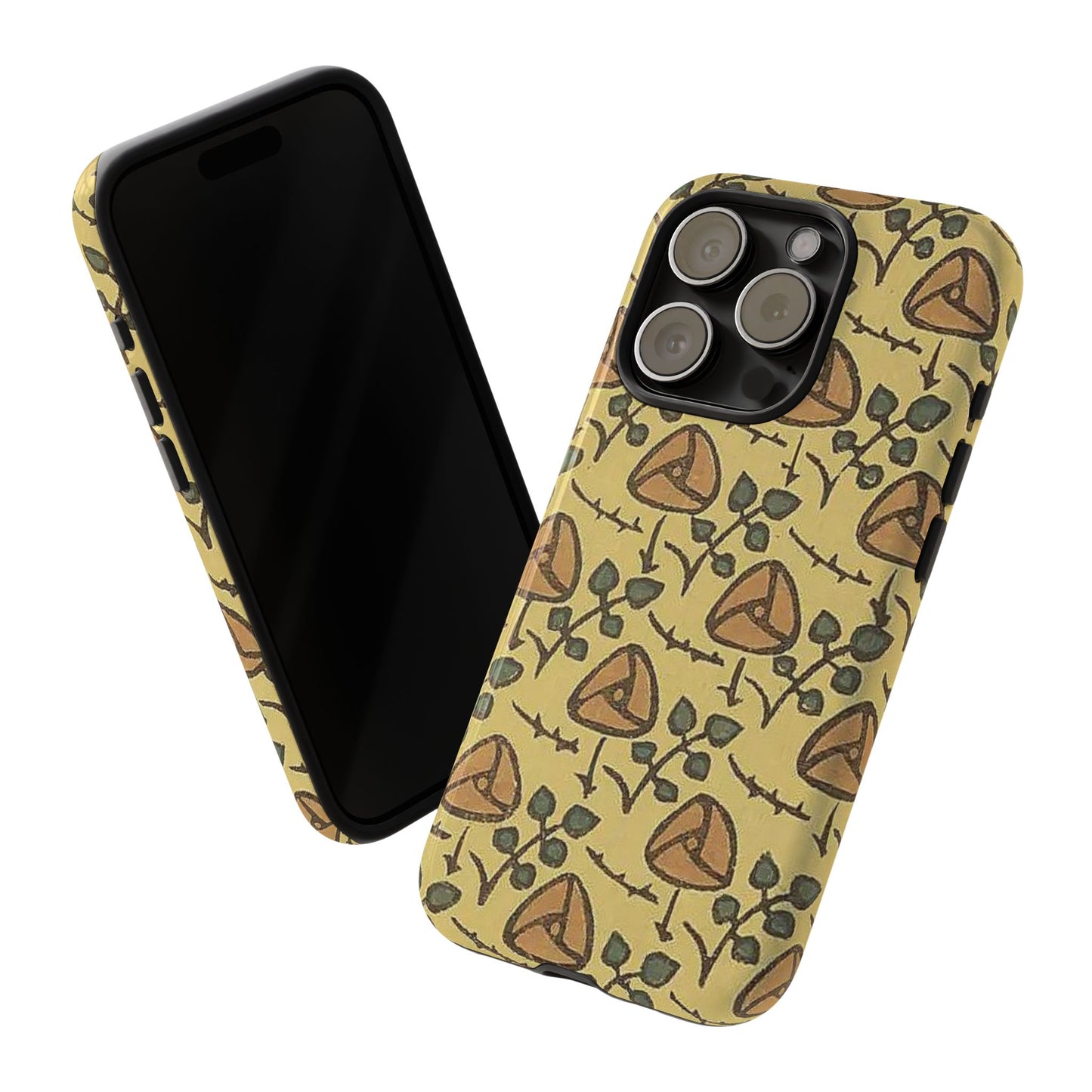 花柄タフスマホケース - 着物や帯で使用されている模様、アウトドア愛好家のためのヴィンテージナチュラルデザイン