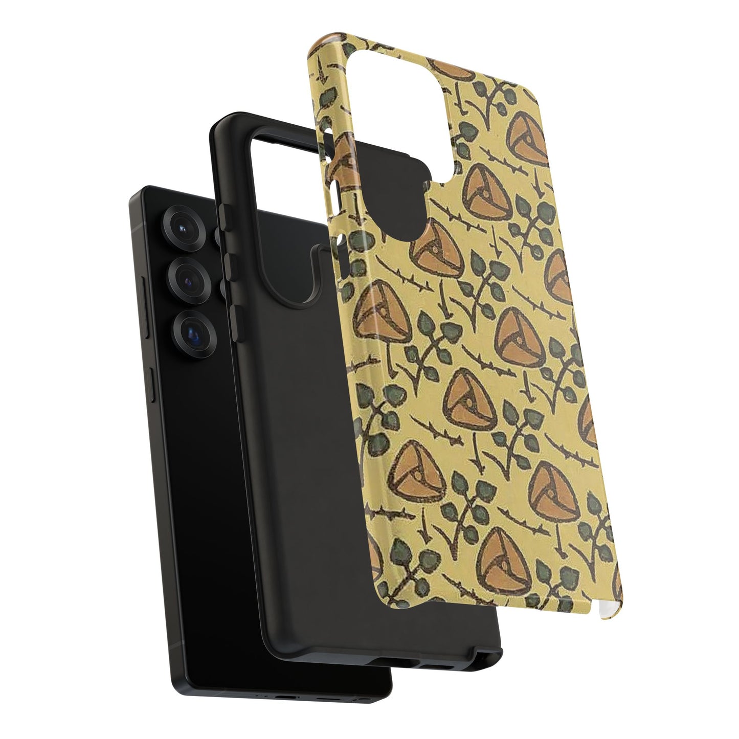 花柄タフスマホケース - 着物や帯で使用されている模様、アウトドア愛好家のためのヴィンテージナチュラルデザイン