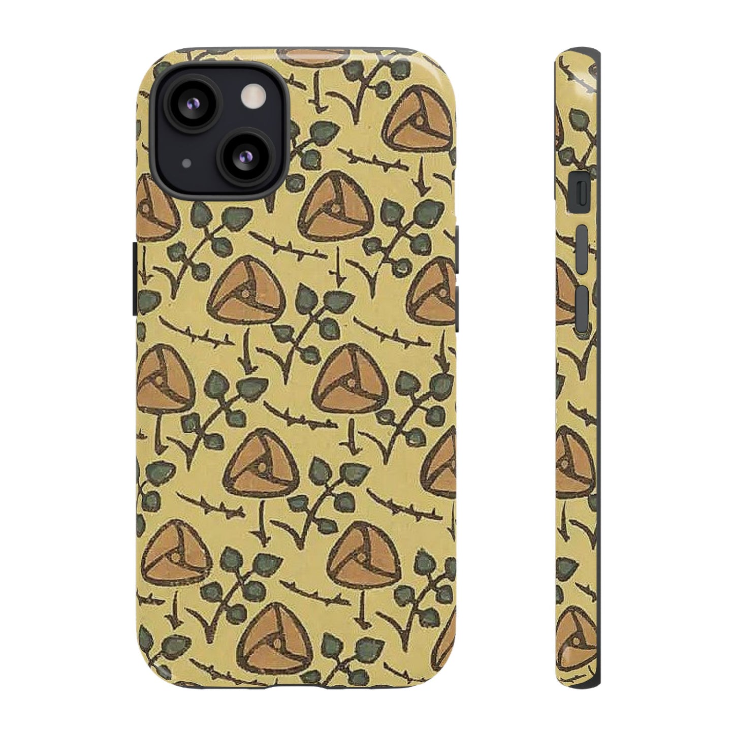 花柄タフスマホケース - 着物や帯で使用されている模様、アウトドア愛好家のためのヴィンテージナチュラルデザイン