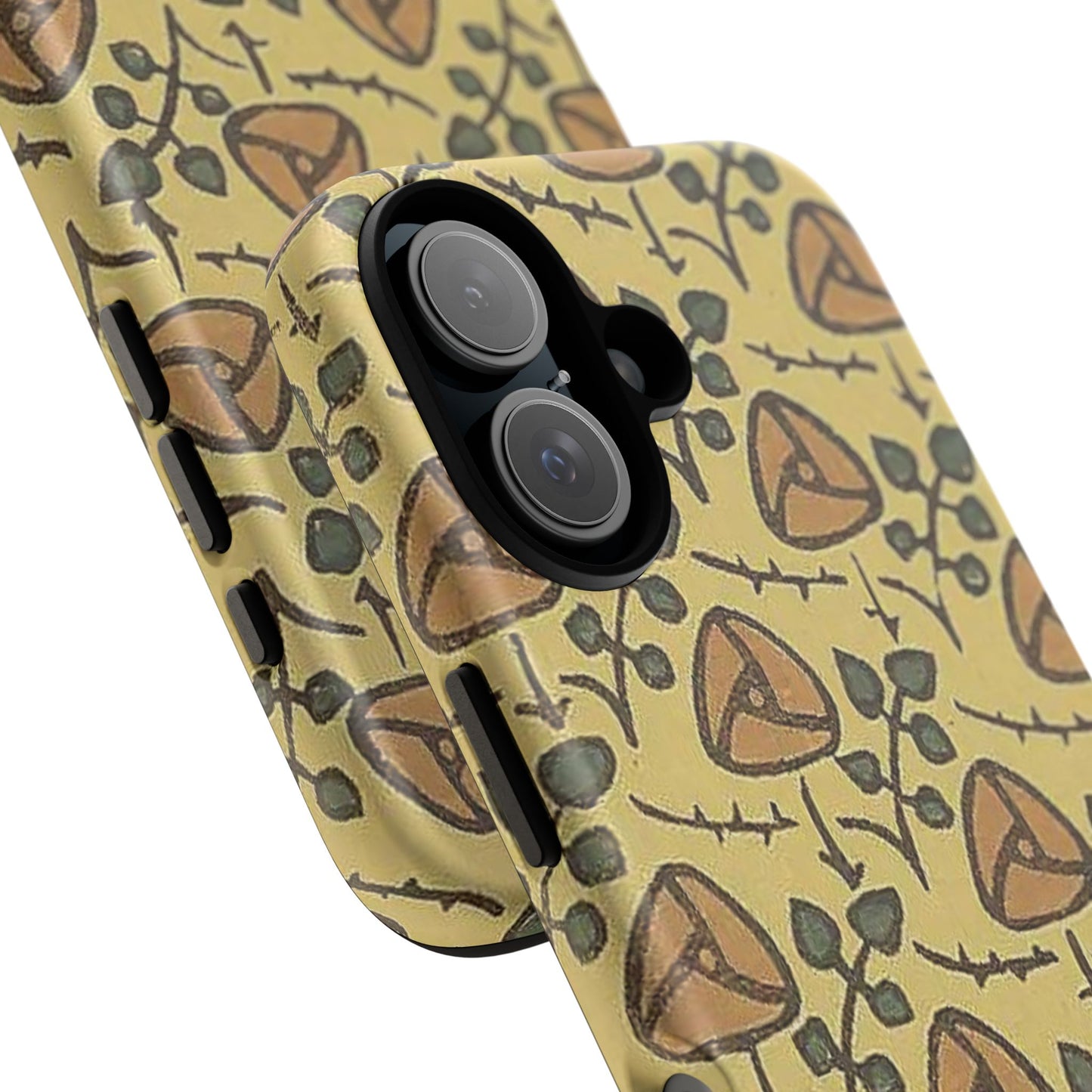 花柄タフスマホケース - 着物や帯で使用されている模様、アウトドア愛好家のためのヴィンテージナチュラルデザイン