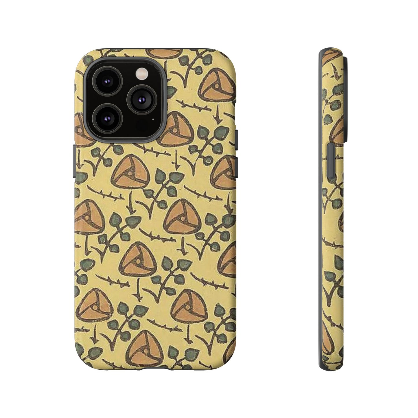 花柄タフスマホケース - 着物や帯で使用されている模様、アウトドア愛好家のためのヴィンテージナチュラルデザイン