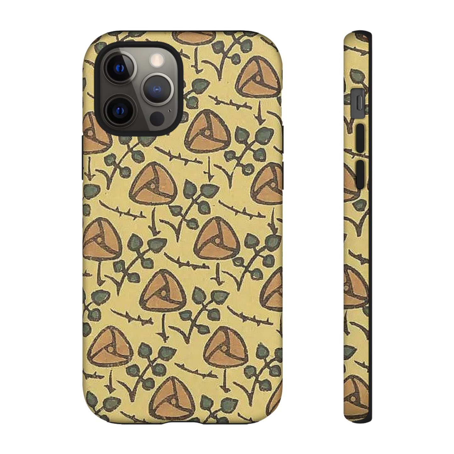 花柄タフスマホケース - 着物や帯で使用されている模様、アウトドア愛好家のためのヴィンテージナチュラルデザイン