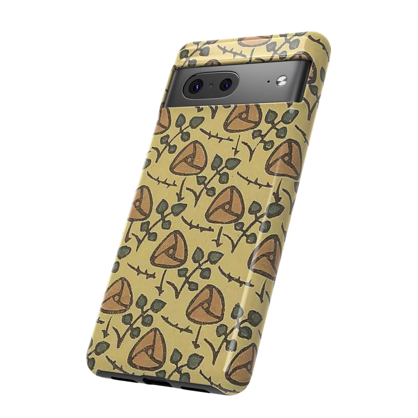 花柄タフスマホケース - 着物や帯で使用されている模様、アウトドア愛好家のためのヴィンテージナチュラルデザイン