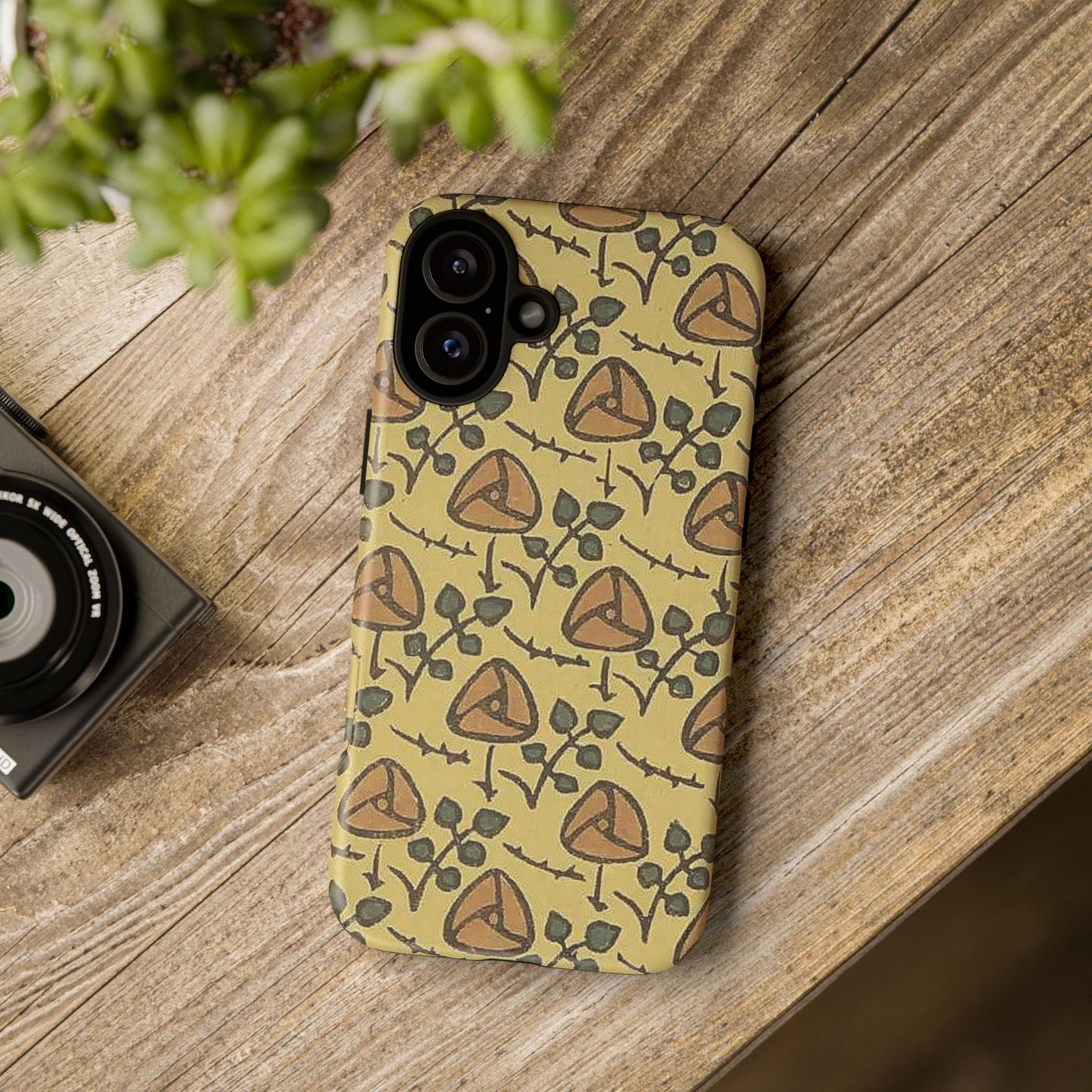 花柄タフスマホケース - 着物や帯で使用されている模様、アウトドア愛好家のためのヴィンテージナチュラルデザイン