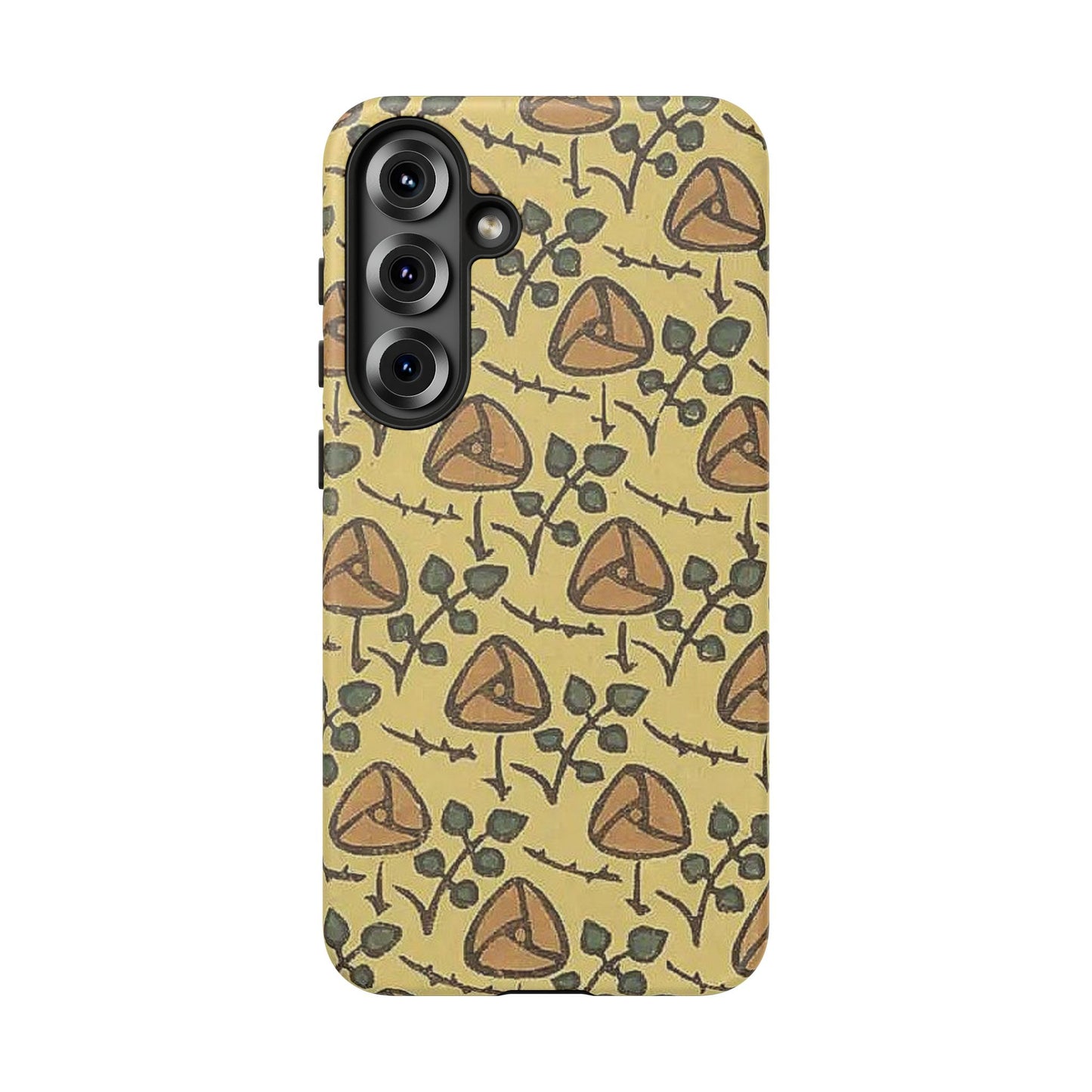 花柄タフスマホケース - 着物や帯で使用されている模様、アウトドア愛好家のためのヴィンテージナチュラルデザイン