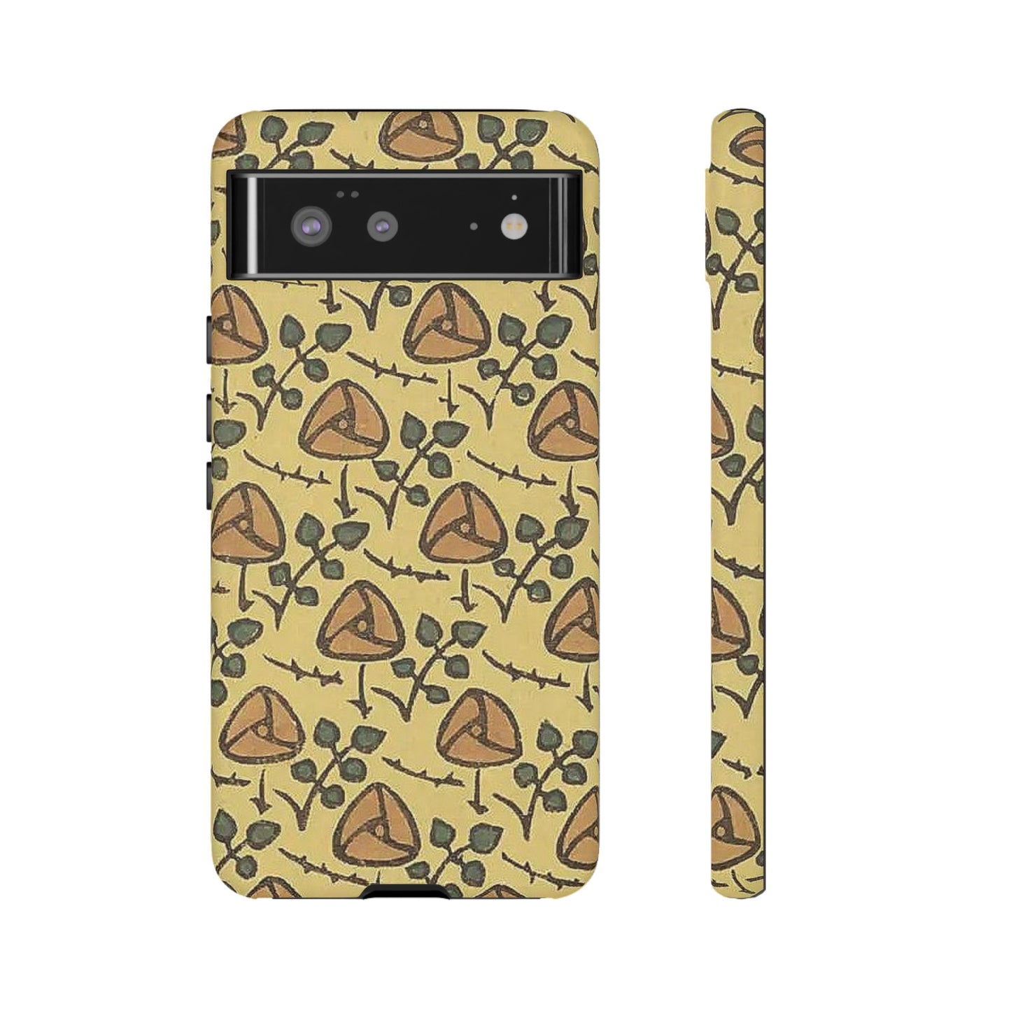 花柄タフスマホケース - 着物や帯で使用されている模様、アウトドア愛好家のためのヴィンテージナチュラルデザイン