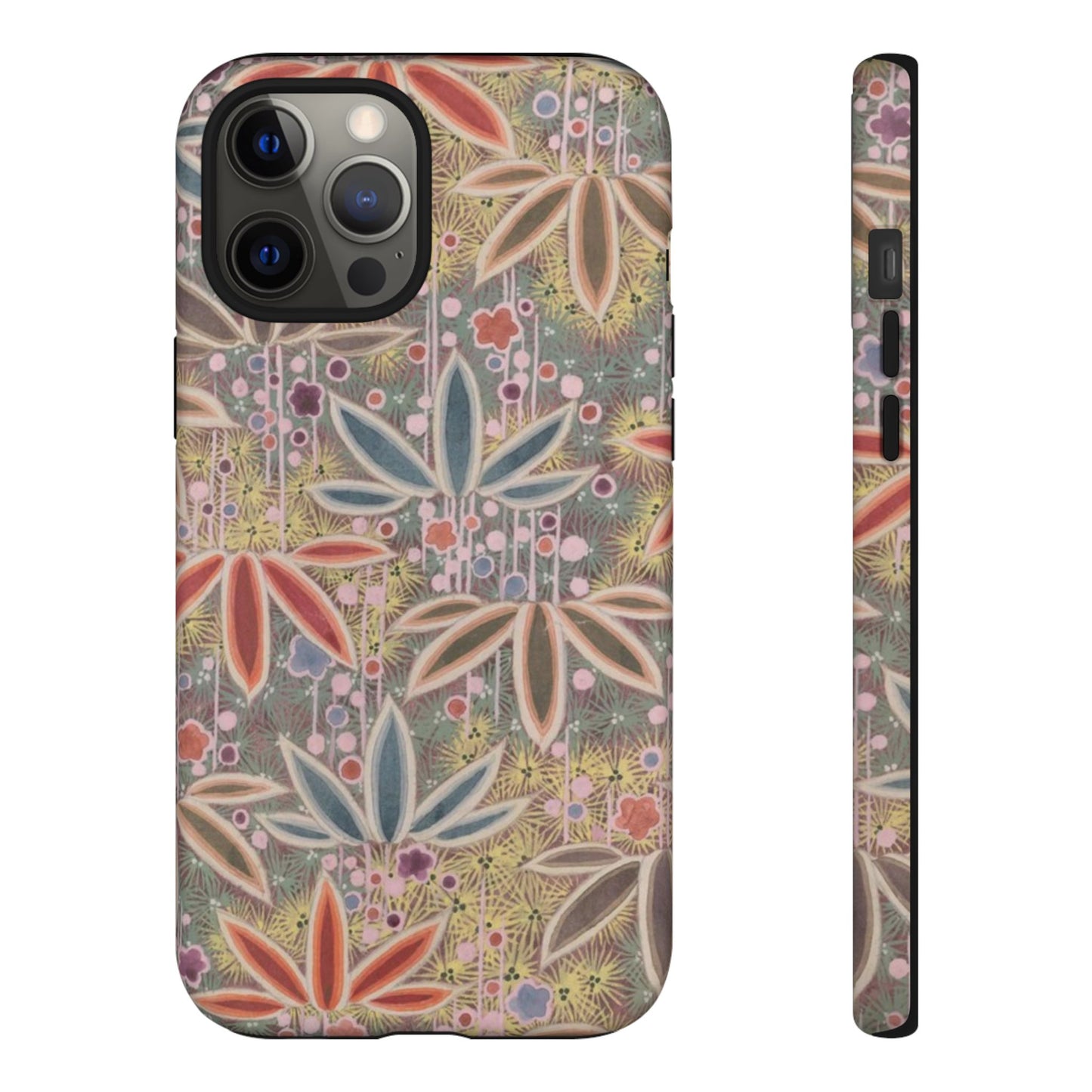 和柄、日本の伝統文様、植物柄、着物や帯などに用いられた模様のスマホケース