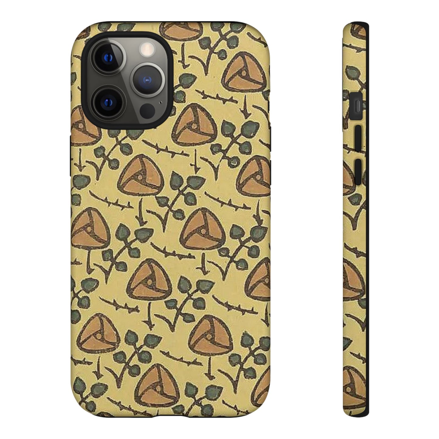 花柄タフスマホケース - 着物や帯で使用されている模様、アウトドア愛好家のためのヴィンテージナチュラルデザイン
