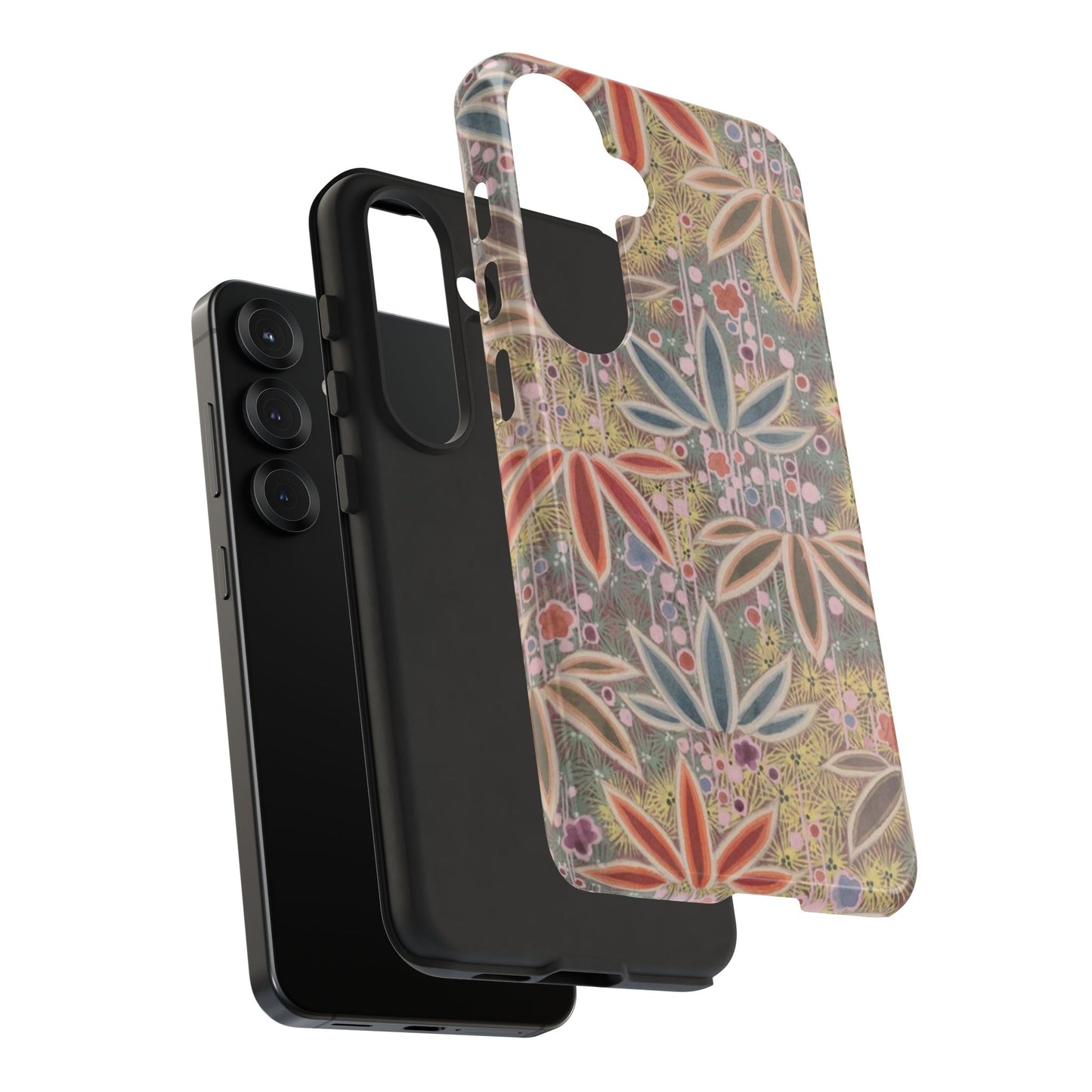 和柄、日本の伝統文様、植物柄、着物や帯などに用いられた模様のスマホケース