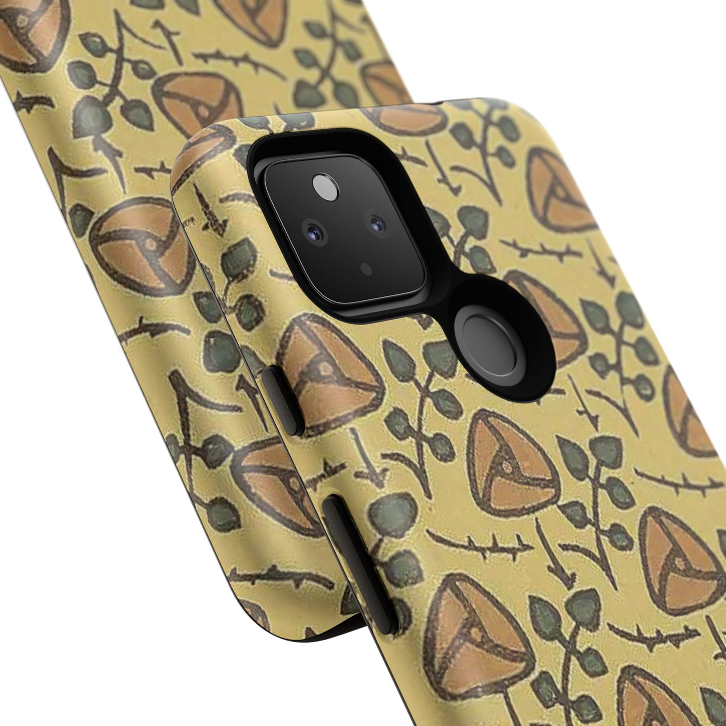 花柄タフスマホケース - 着物や帯で使用されている模様、アウトドア愛好家のためのヴィンテージナチュラルデザイン