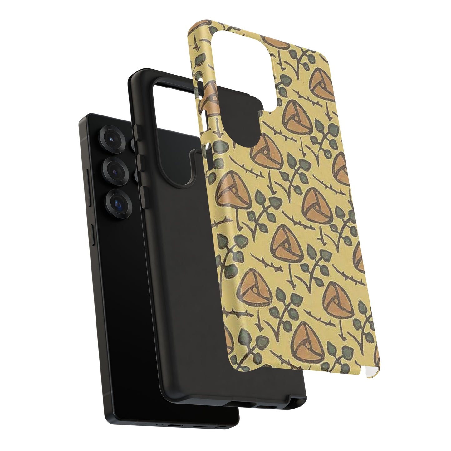 花柄タフスマホケース - 着物や帯で使用されている模様、アウトドア愛好家のためのヴィンテージナチュラルデザイン
