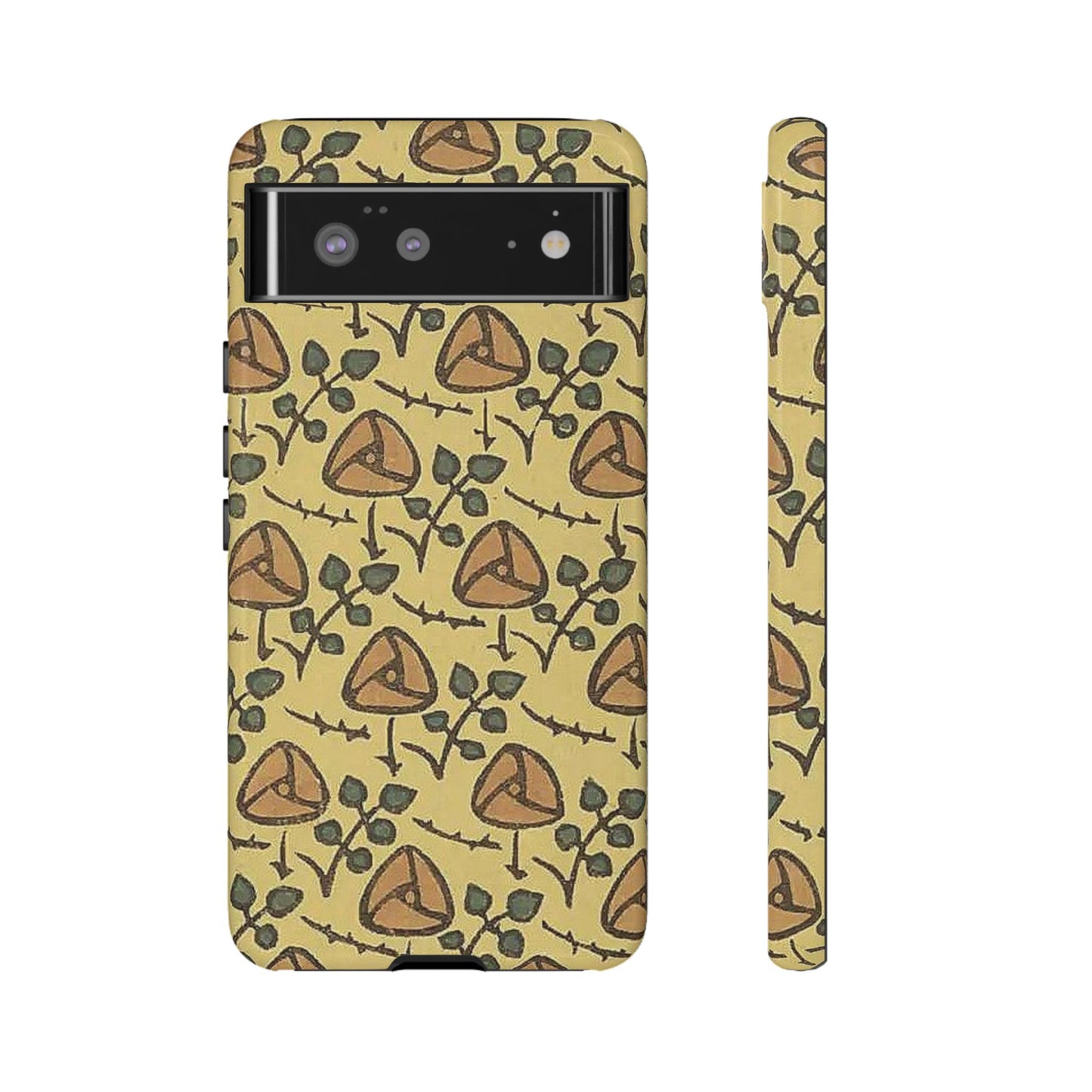 花柄タフスマホケース - 着物や帯で使用されている模様、アウトドア愛好家のためのヴィンテージナチュラルデザイン