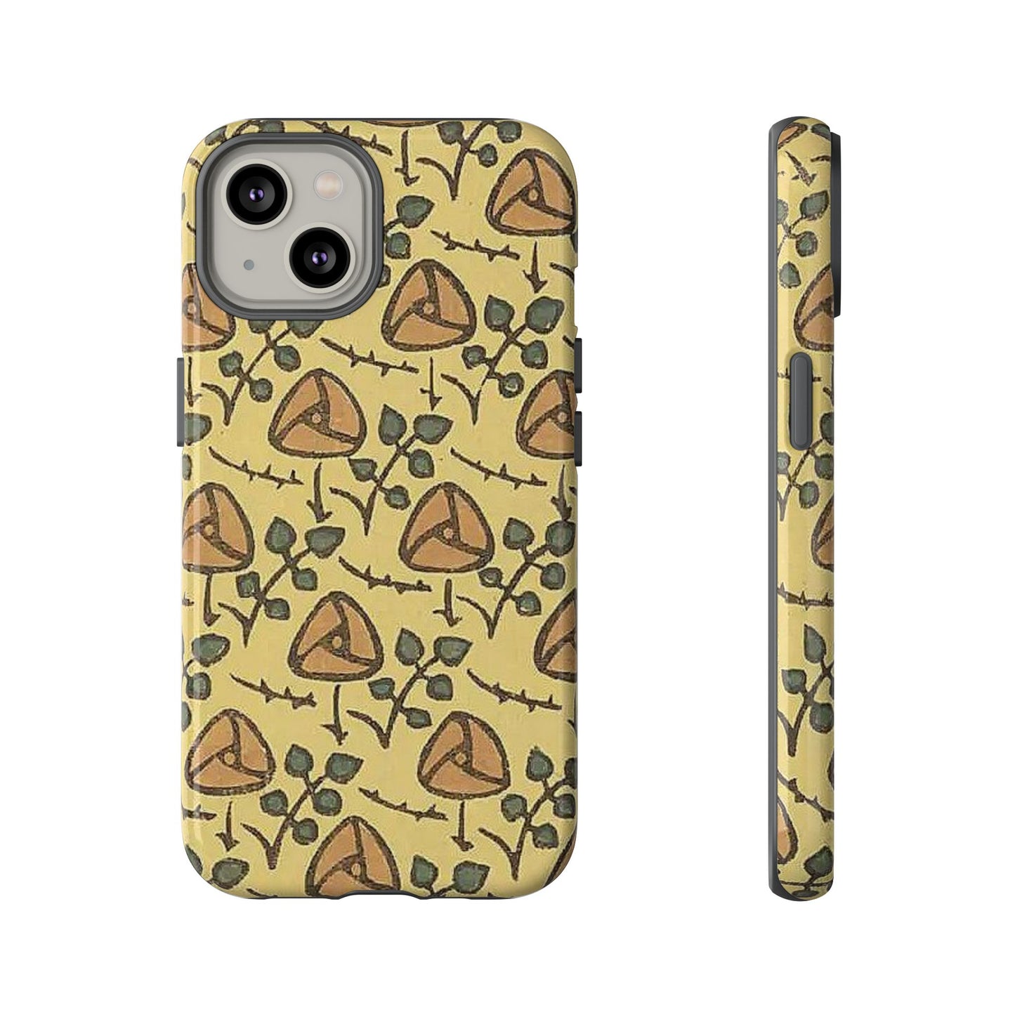 花柄タフスマホケース - 着物や帯で使用されている模様、アウトドア愛好家のためのヴィンテージナチュラルデザイン