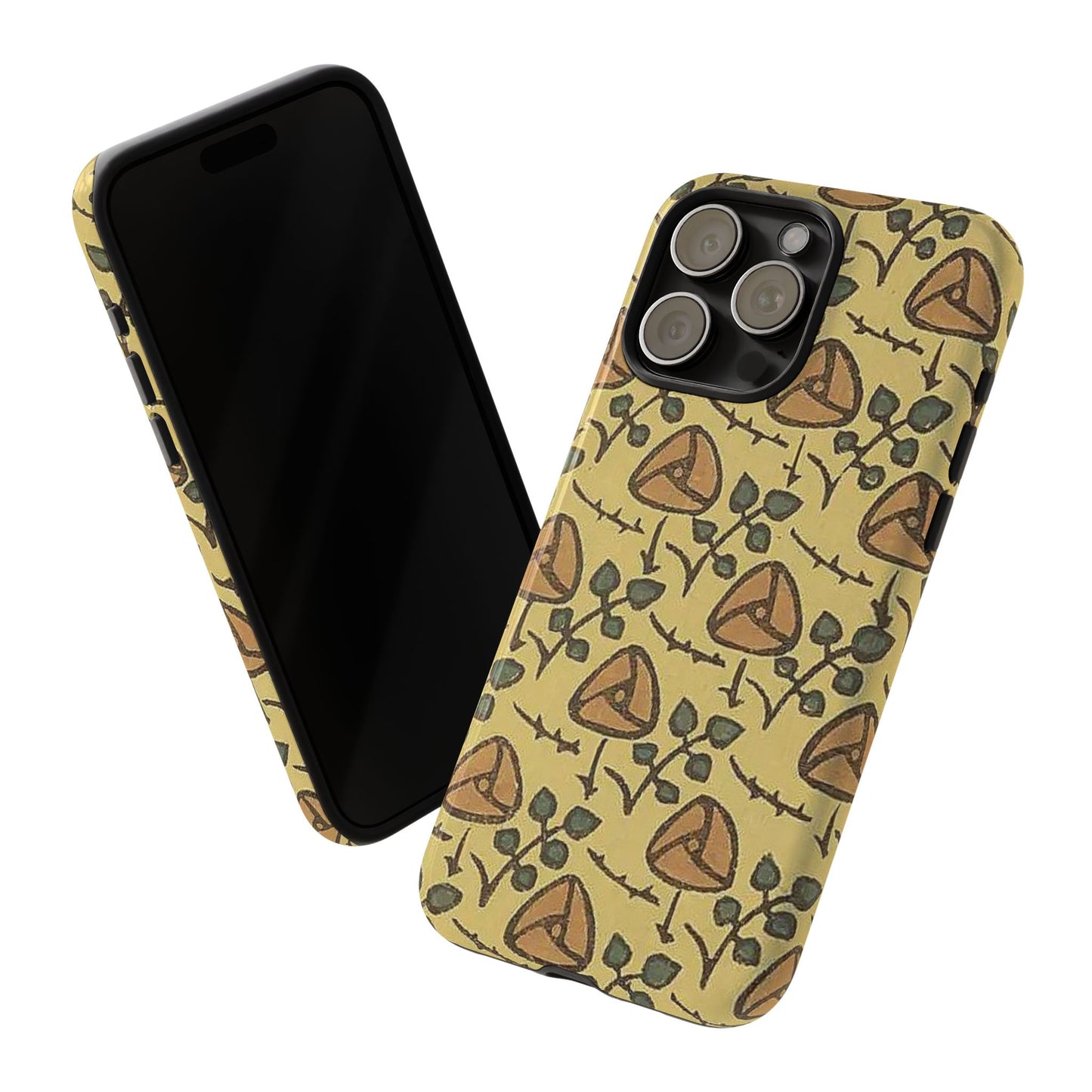 花柄タフスマホケース - 着物や帯で使用されている模様、アウトドア愛好家のためのヴィンテージナチュラルデザイン