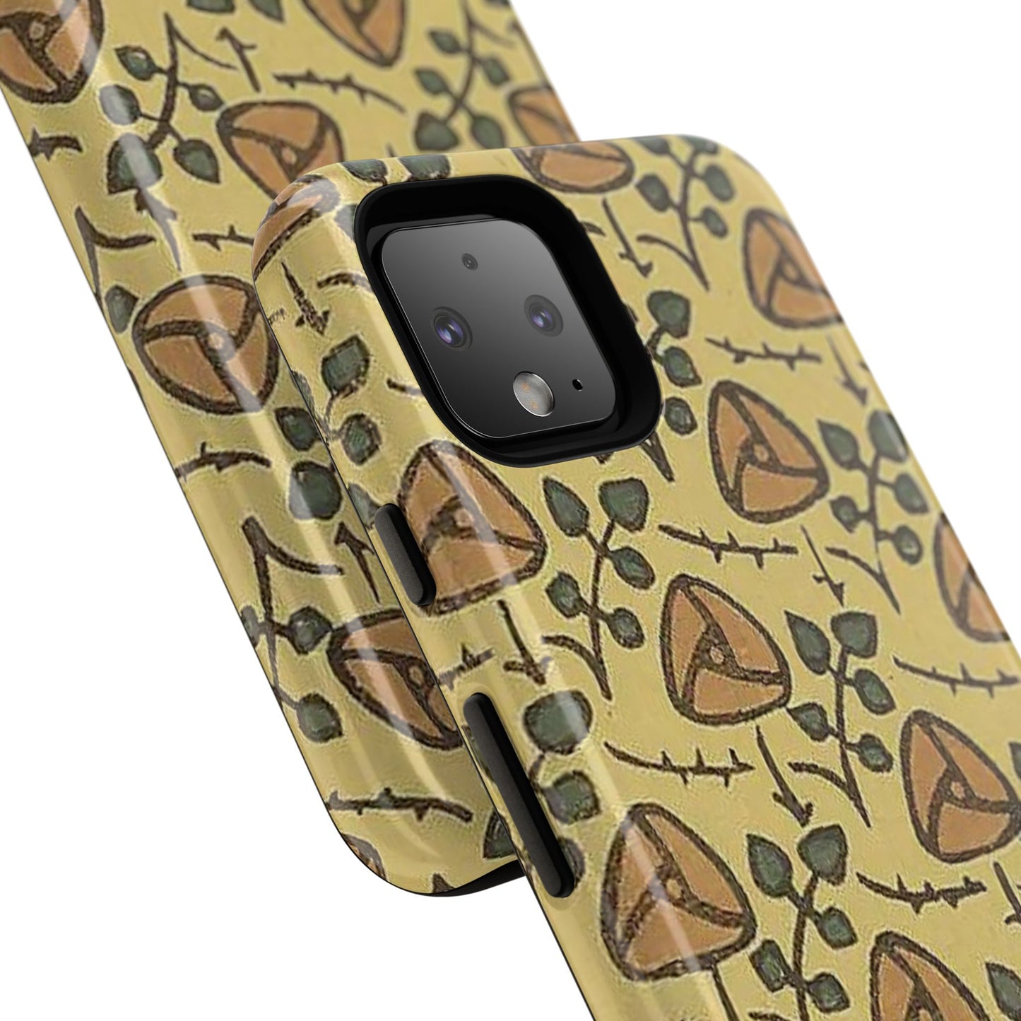花柄タフスマホケース - 着物や帯で使用されている模様、アウトドア愛好家のためのヴィンテージナチュラルデザイン