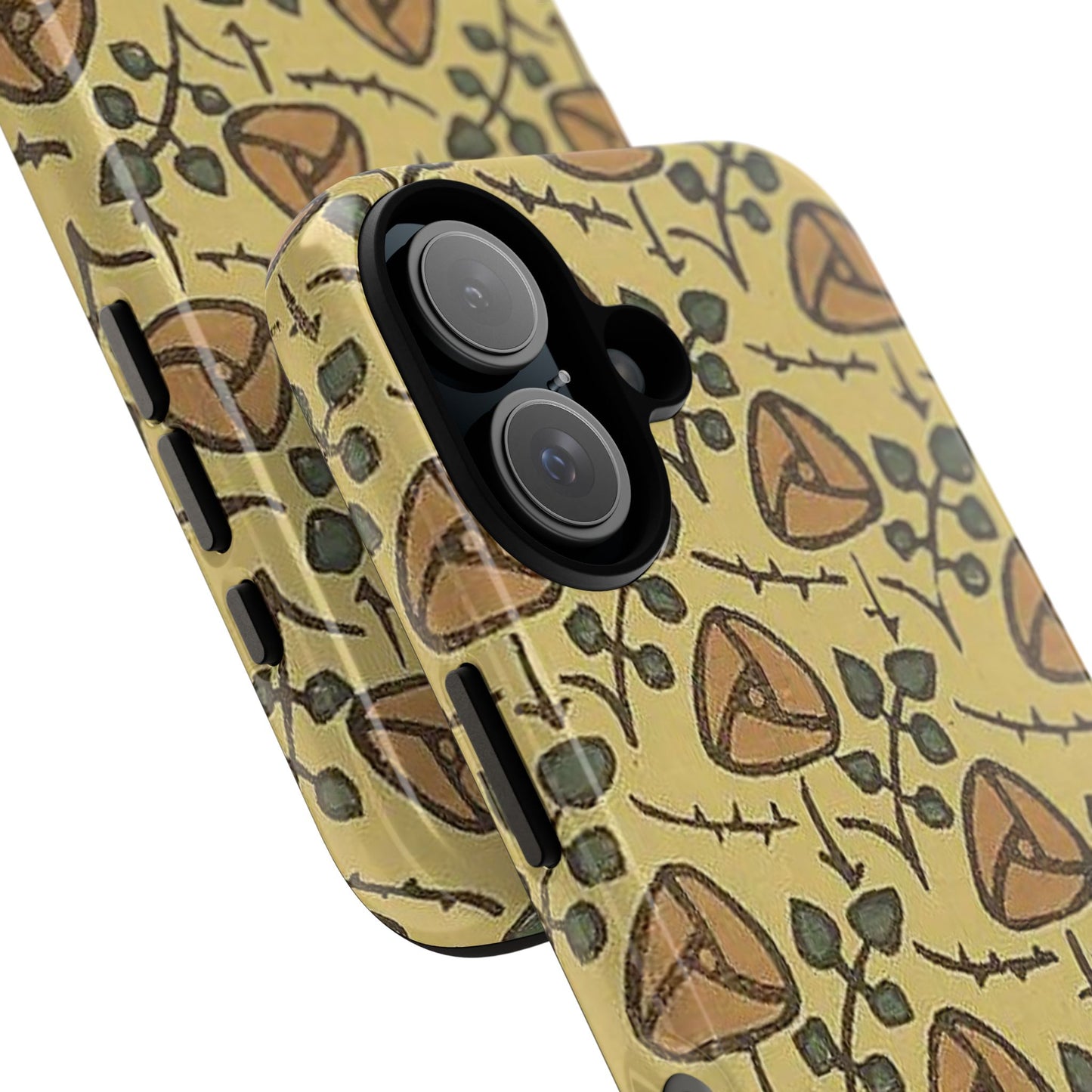 花柄タフスマホケース - 着物や帯で使用されている模様、アウトドア愛好家のためのヴィンテージナチュラルデザイン