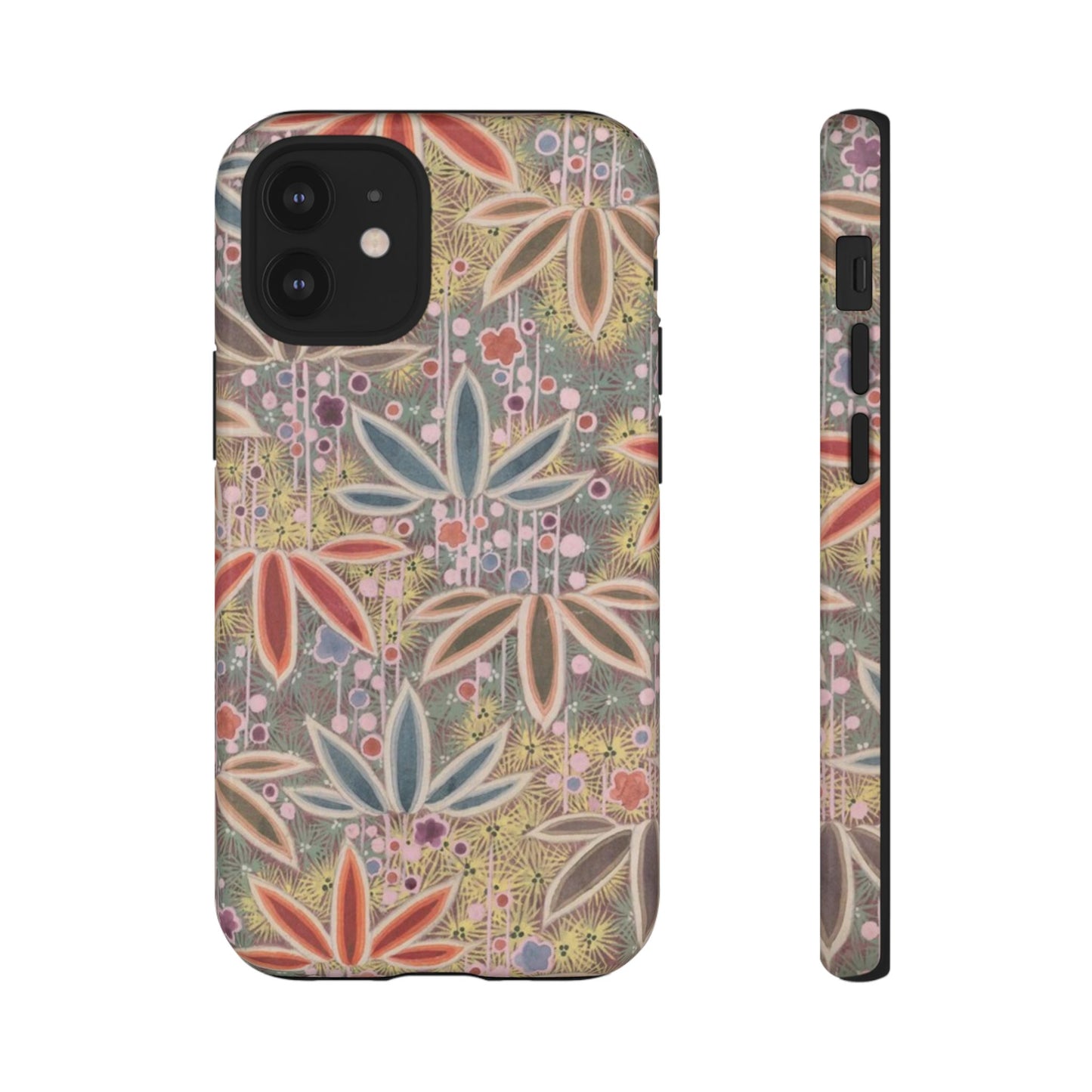 和柄、日本の伝統文様、植物柄、着物や帯などに用いられた模様のスマホケース