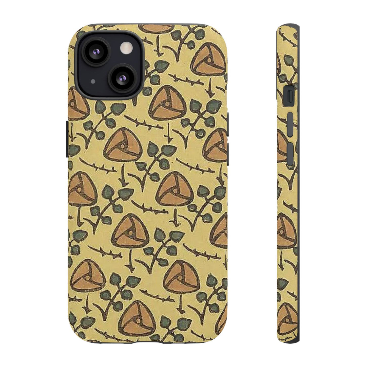 花柄タフスマホケース - 着物や帯で使用されている模様、アウトドア愛好家のためのヴィンテージナチュラルデザイン