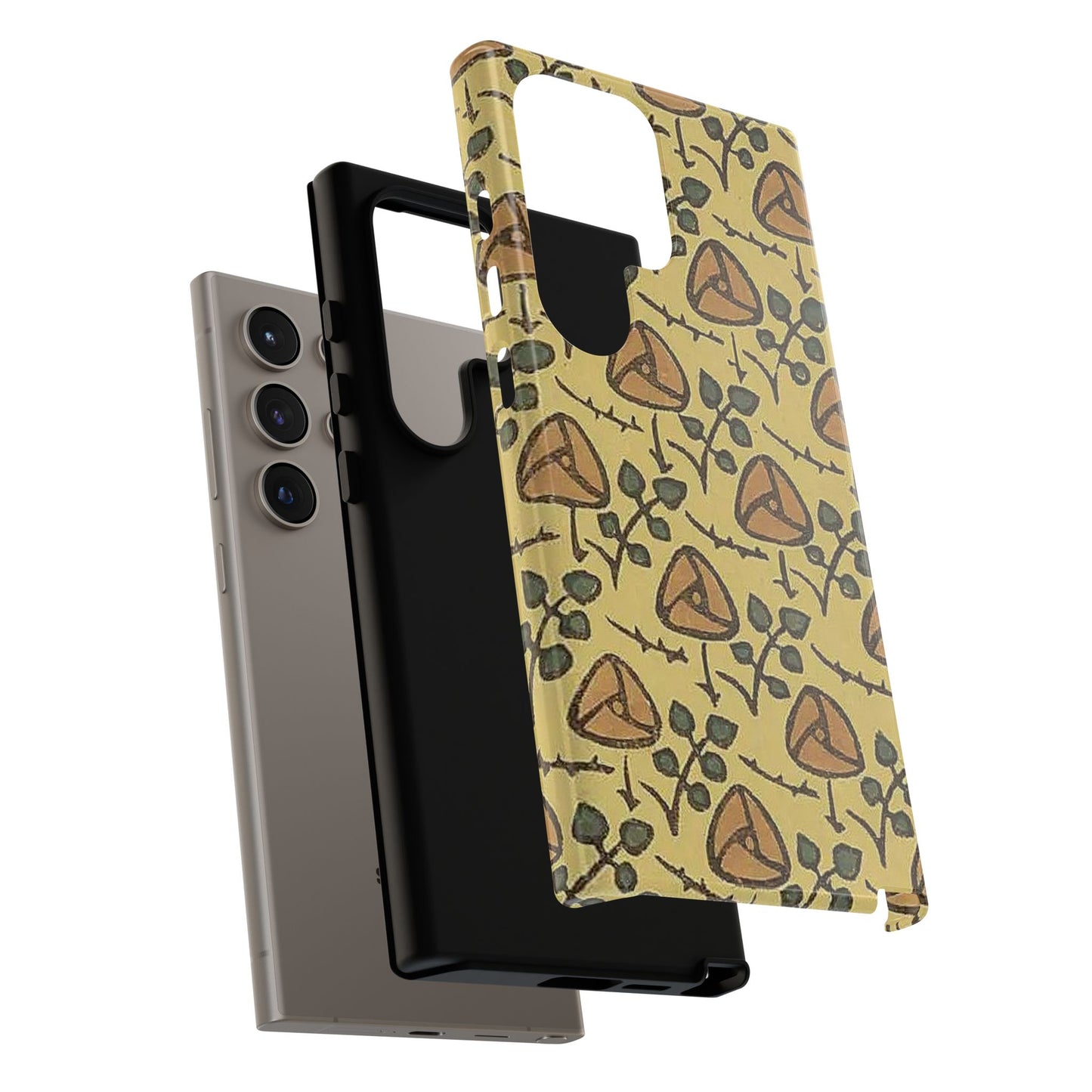 花柄タフスマホケース - 着物や帯で使用されている模様、アウトドア愛好家のためのヴィンテージナチュラルデザイン