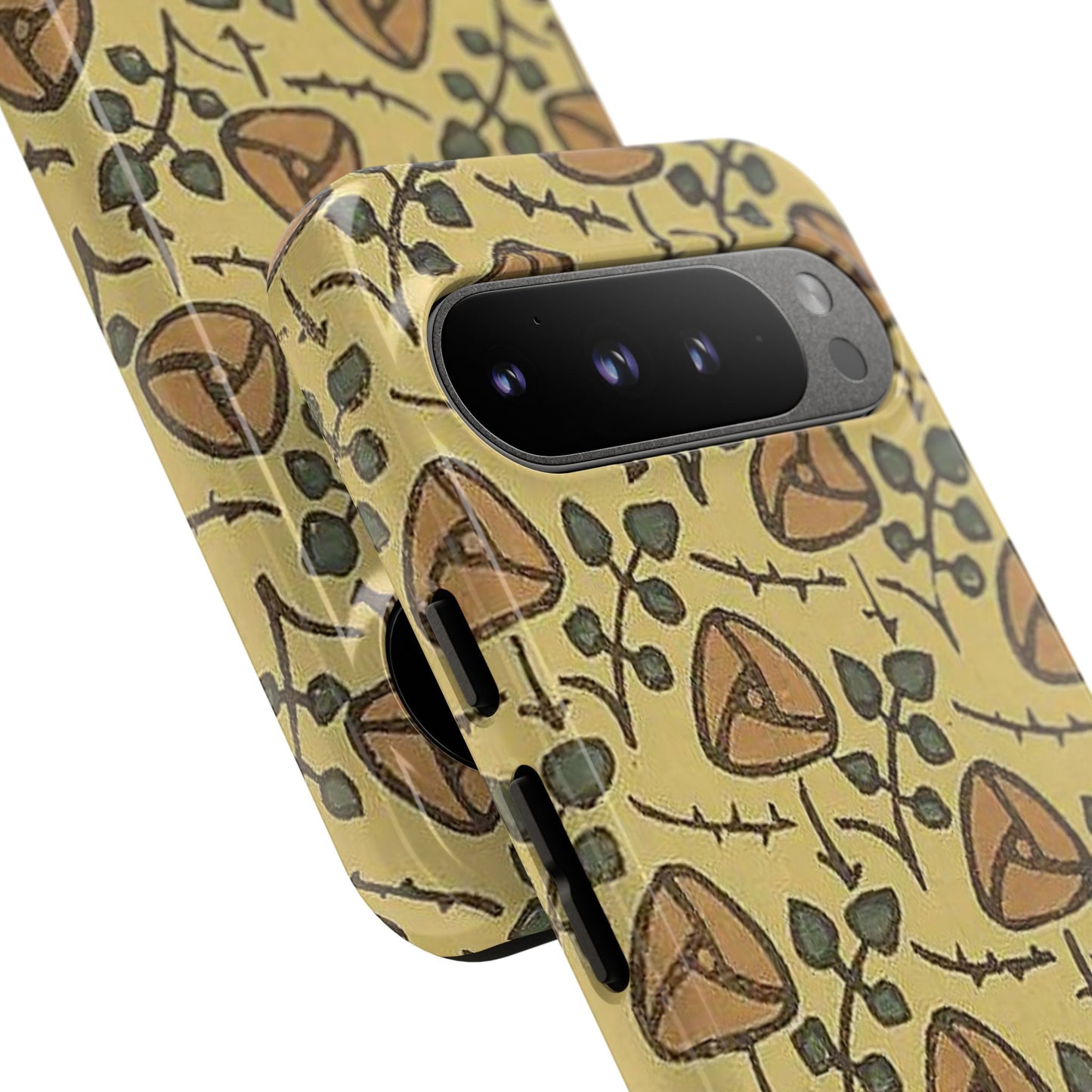 花柄タフスマホケース - 着物や帯で使用されている模様、アウトドア愛好家のためのヴィンテージナチュラルデザイン
