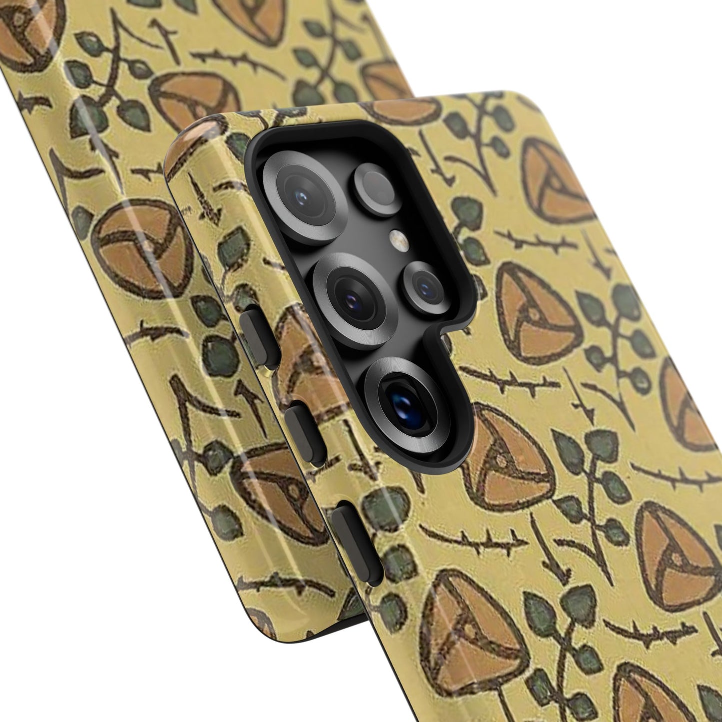 花柄タフスマホケース - 着物や帯で使用されている模様、アウトドア愛好家のためのヴィンテージナチュラルデザイン