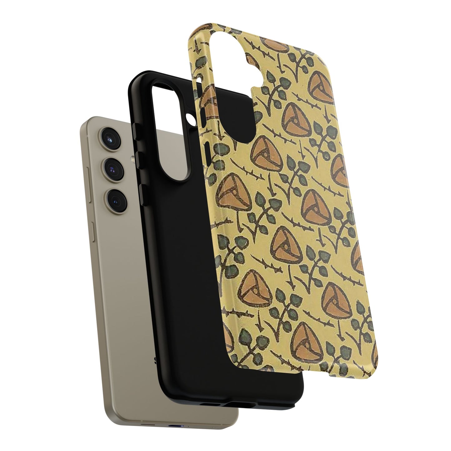 花柄タフスマホケース - 着物や帯で使用されている模様、アウトドア愛好家のためのヴィンテージナチュラルデザイン