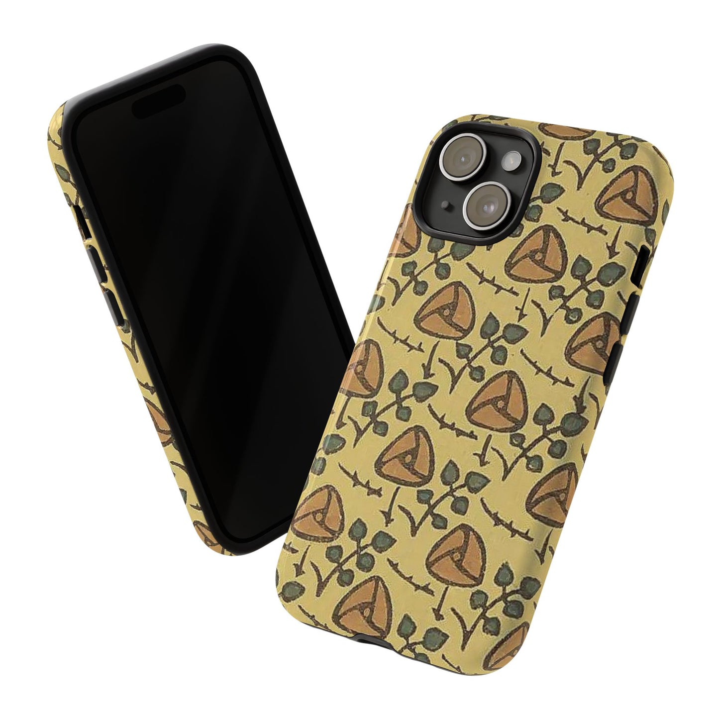花柄タフスマホケース - 着物や帯で使用されている模様、アウトドア愛好家のためのヴィンテージナチュラルデザイン