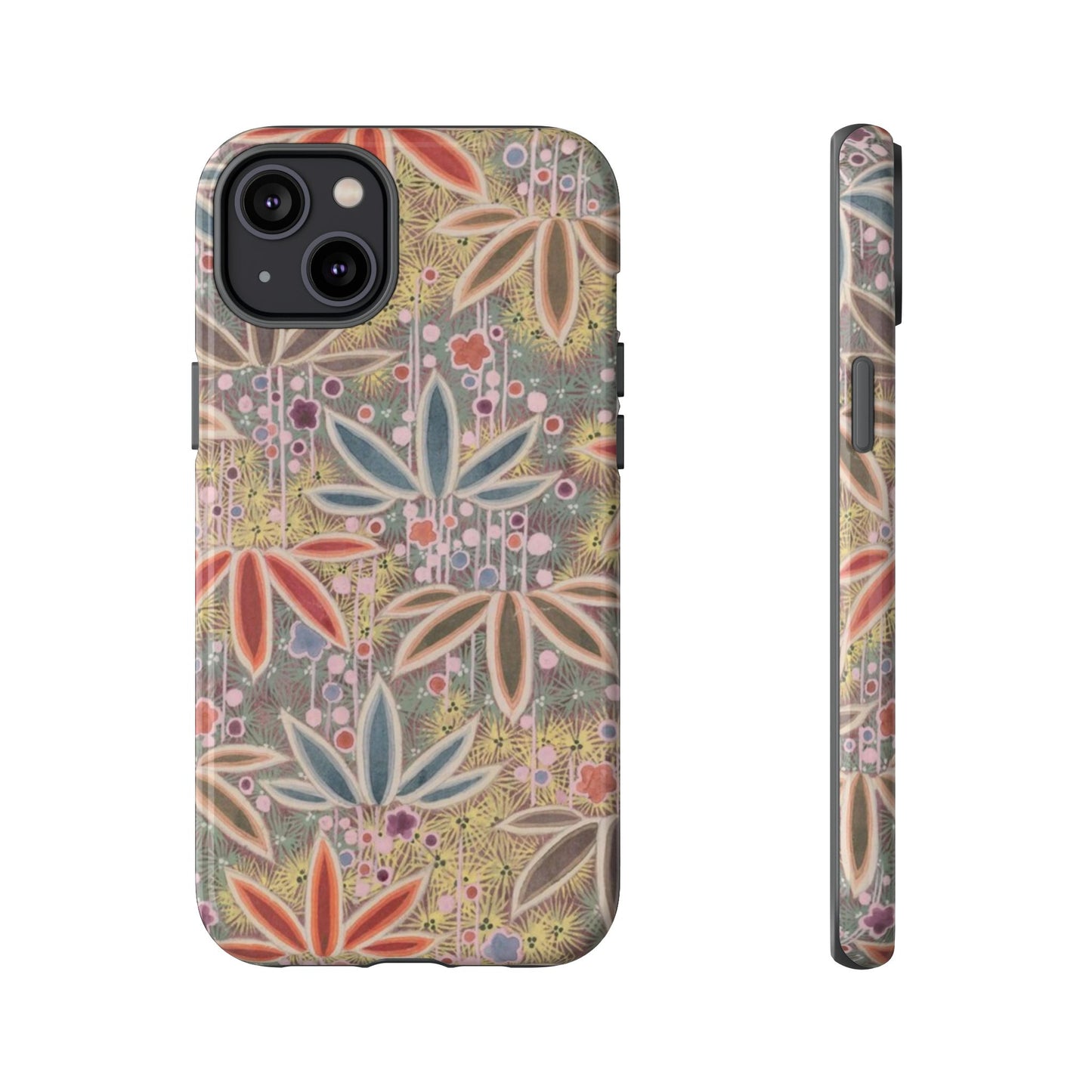 和柄、日本の伝統文様、植物柄、着物や帯などに用いられた模様のスマホケース