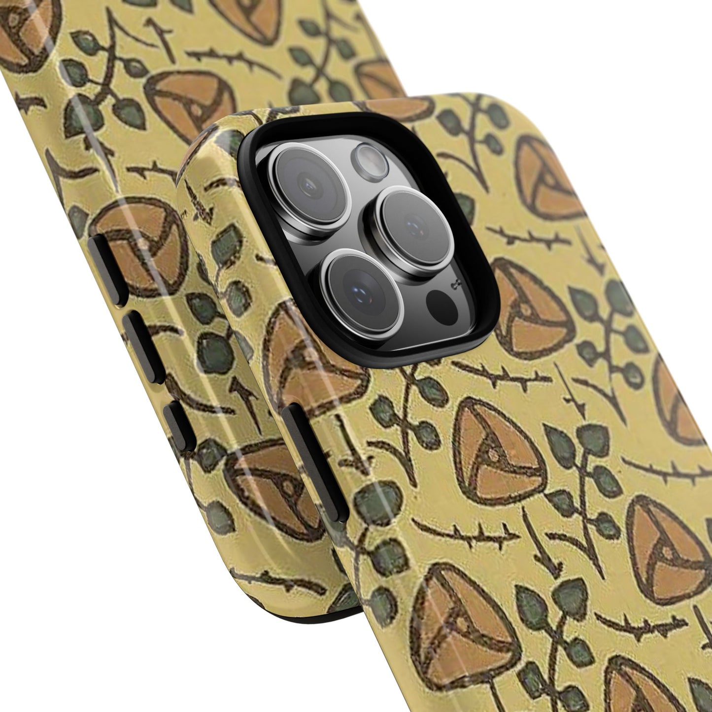 花柄タフスマホケース - 着物や帯で使用されている模様、アウトドア愛好家のためのヴィンテージナチュラルデザイン