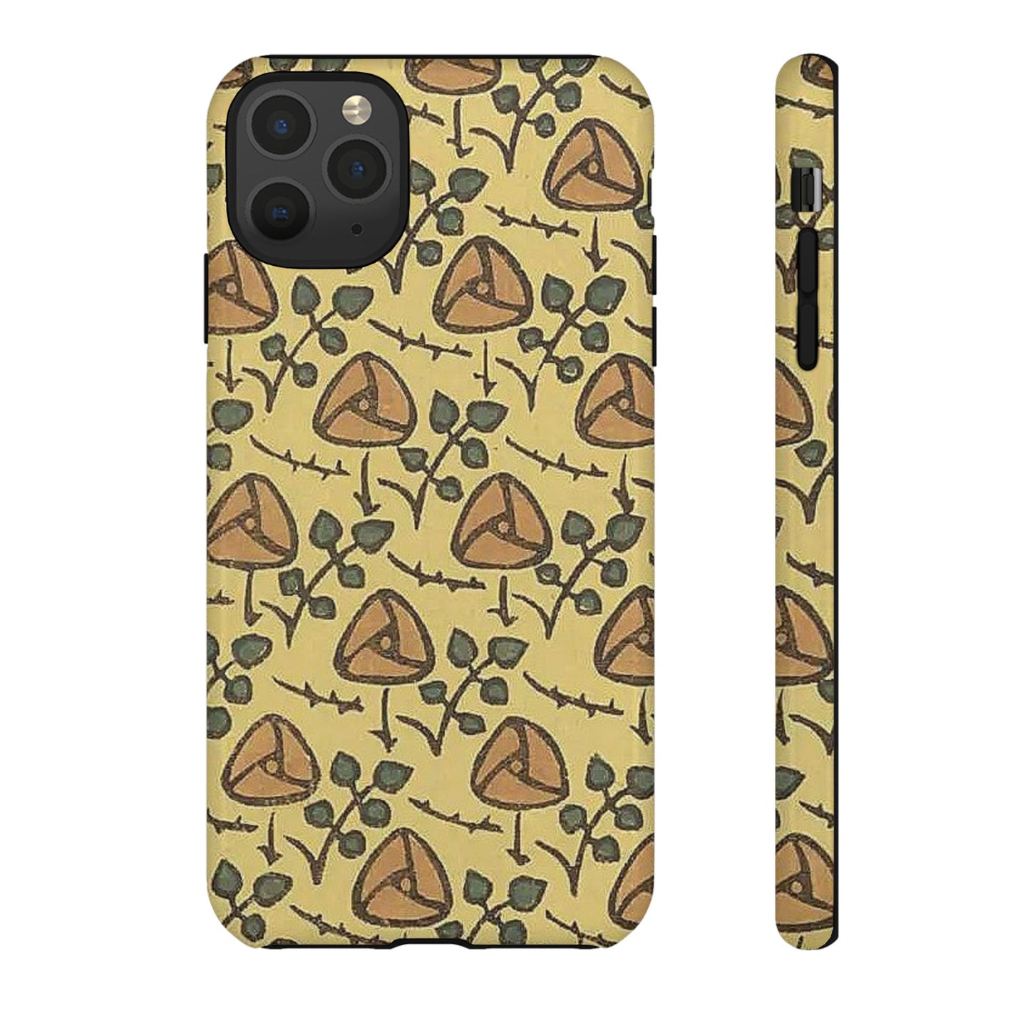 花柄タフスマホケース - 着物や帯で使用されている模様、アウトドア愛好家のためのヴィンテージナチュラルデザイン