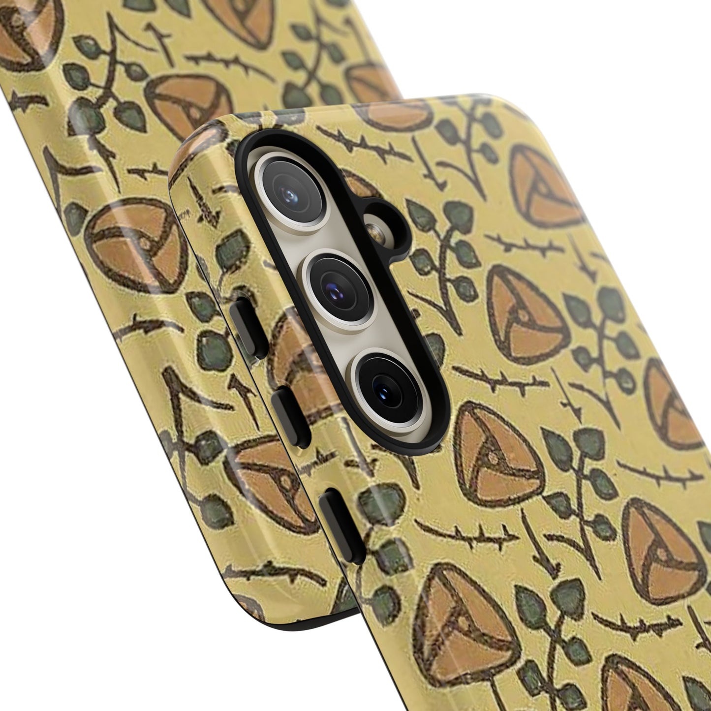 花柄タフスマホケース - 着物や帯で使用されている模様、アウトドア愛好家のためのヴィンテージナチュラルデザイン