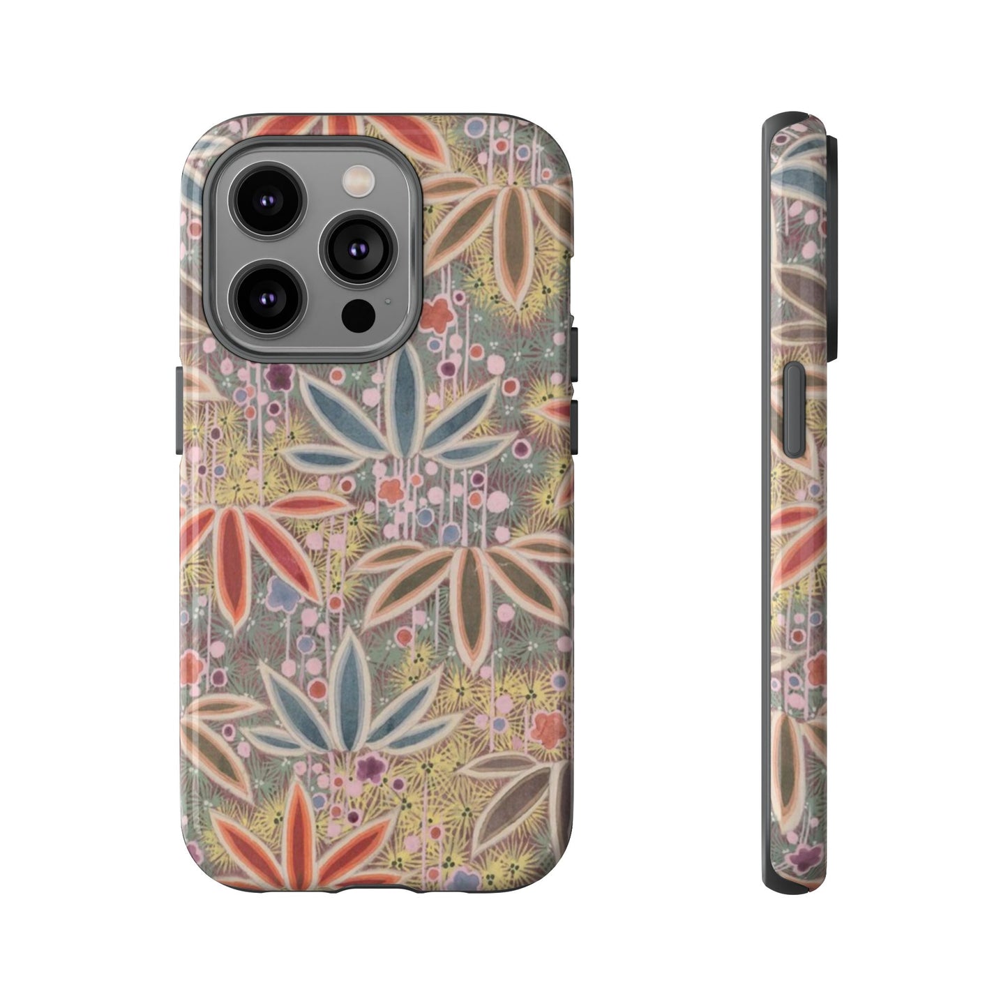 和柄、日本の伝統文様、植物柄、着物や帯などに用いられた模様のスマホケース