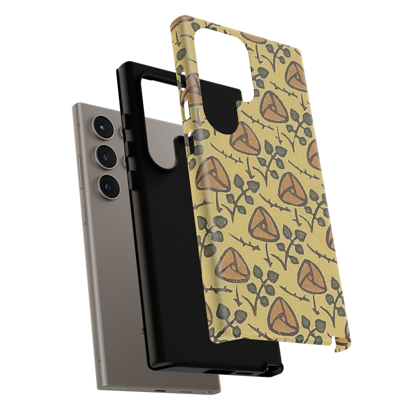 花柄タフスマホケース - 着物や帯で使用されている模様、アウトドア愛好家のためのヴィンテージナチュラルデザイン