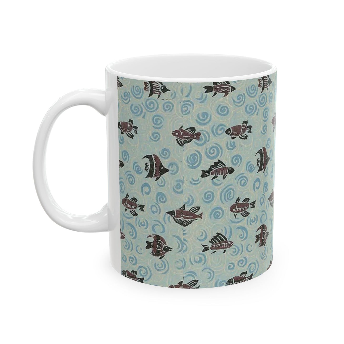 Japanese patterns, traditional Japanese patterns Ocean Waves Fish Ceramic Mug - 11oz & 15oz Coffee Cup for Sea Lovers