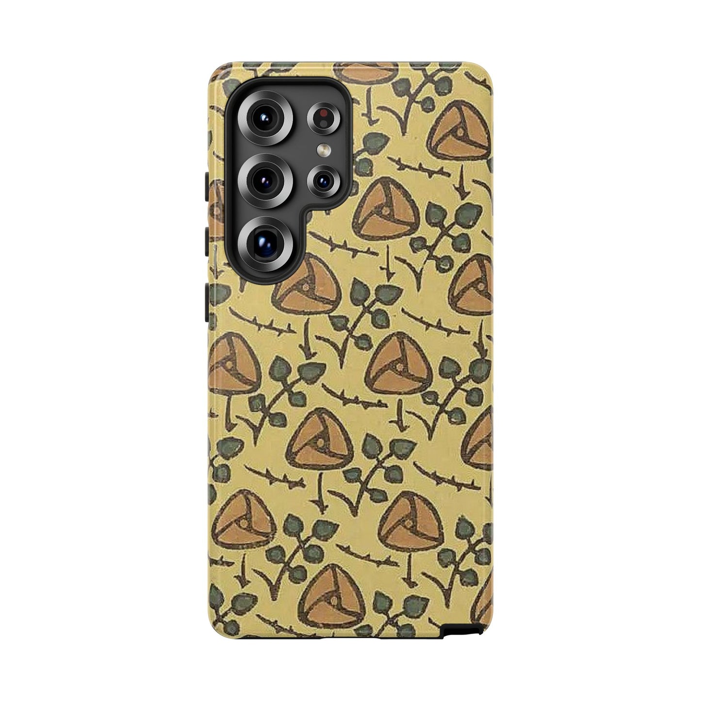 花柄タフスマホケース - 着物や帯で使用されている模様、アウトドア愛好家のためのヴィンテージナチュラルデザイン