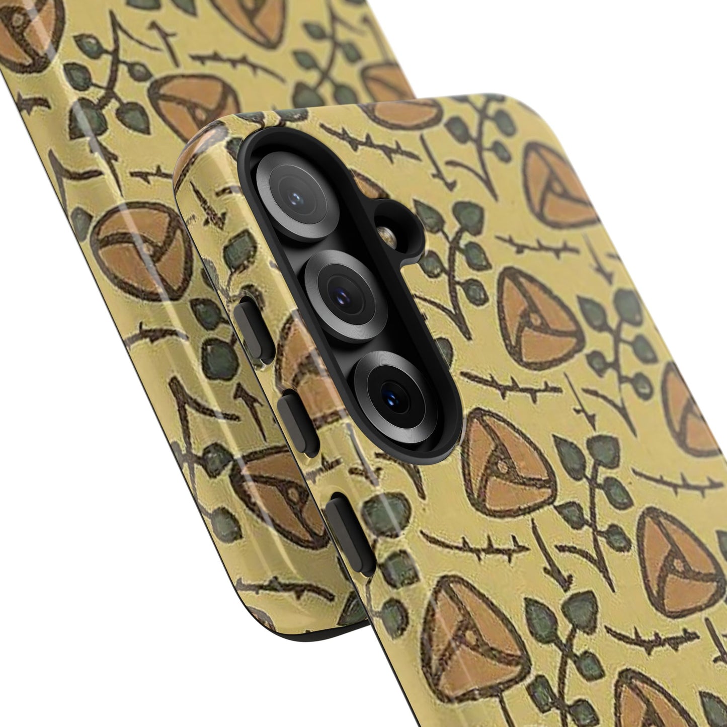 花柄タフスマホケース - 着物や帯で使用されている模様、アウトドア愛好家のためのヴィンテージナチュラルデザイン