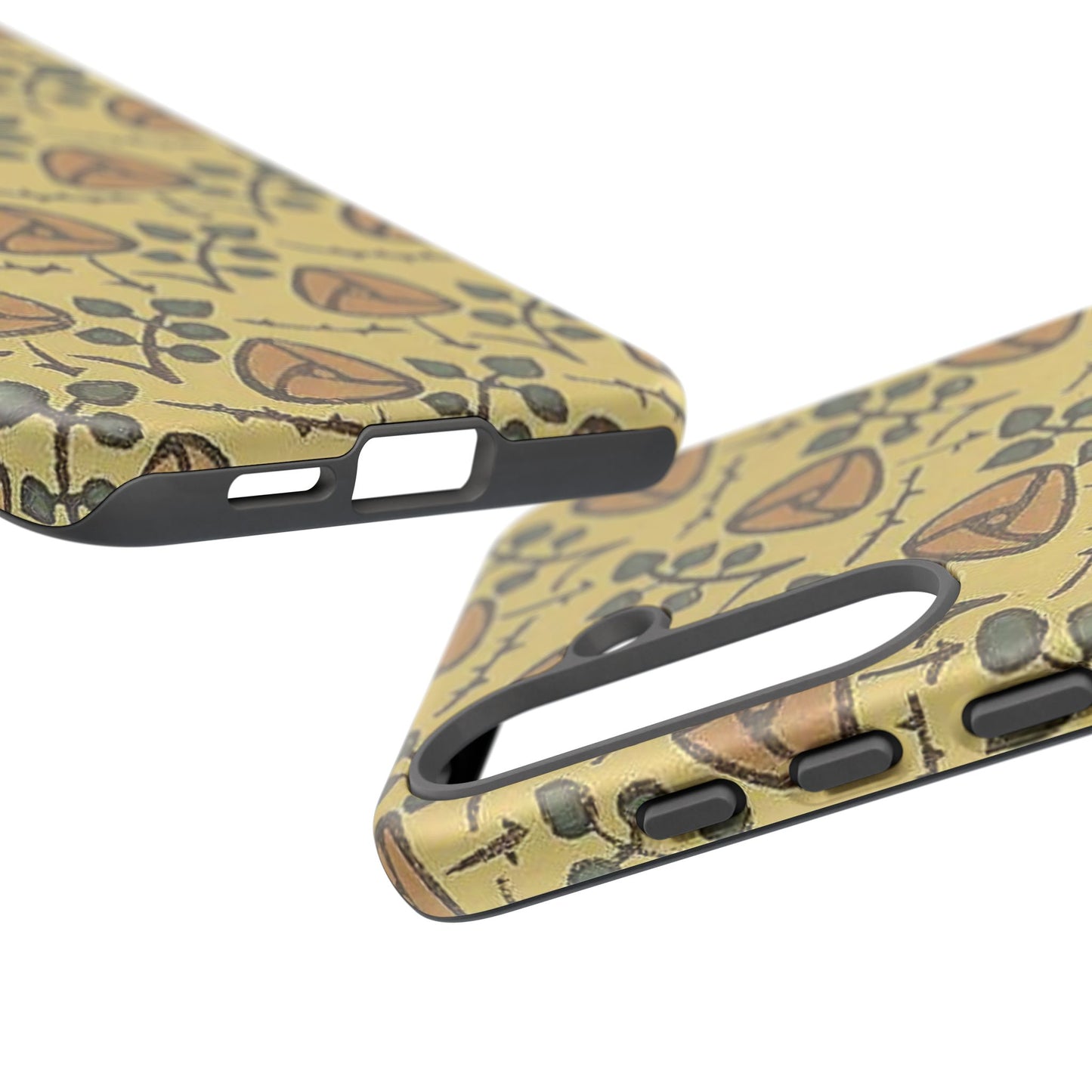 花柄タフスマホケース - 着物や帯で使用されている模様、アウトドア愛好家のためのヴィンテージナチュラルデザイン