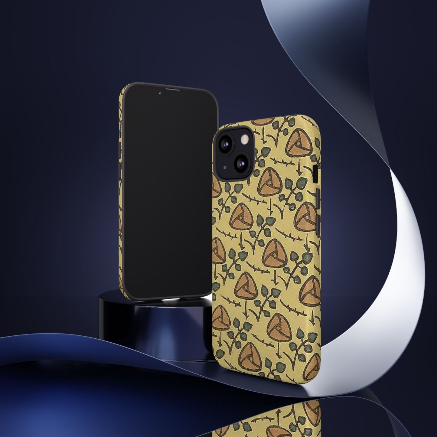 花柄タフスマホケース - 着物や帯で使用されている模様、アウトドア愛好家のためのヴィンテージナチュラルデザイン