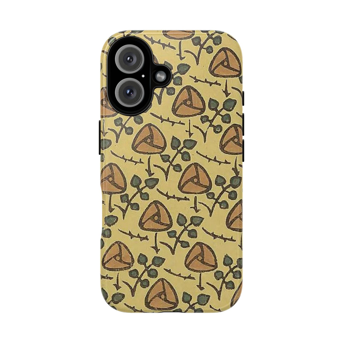 花柄タフスマホケース - 着物や帯で使用されている模様、アウトドア愛好家のためのヴィンテージナチュラルデザイン